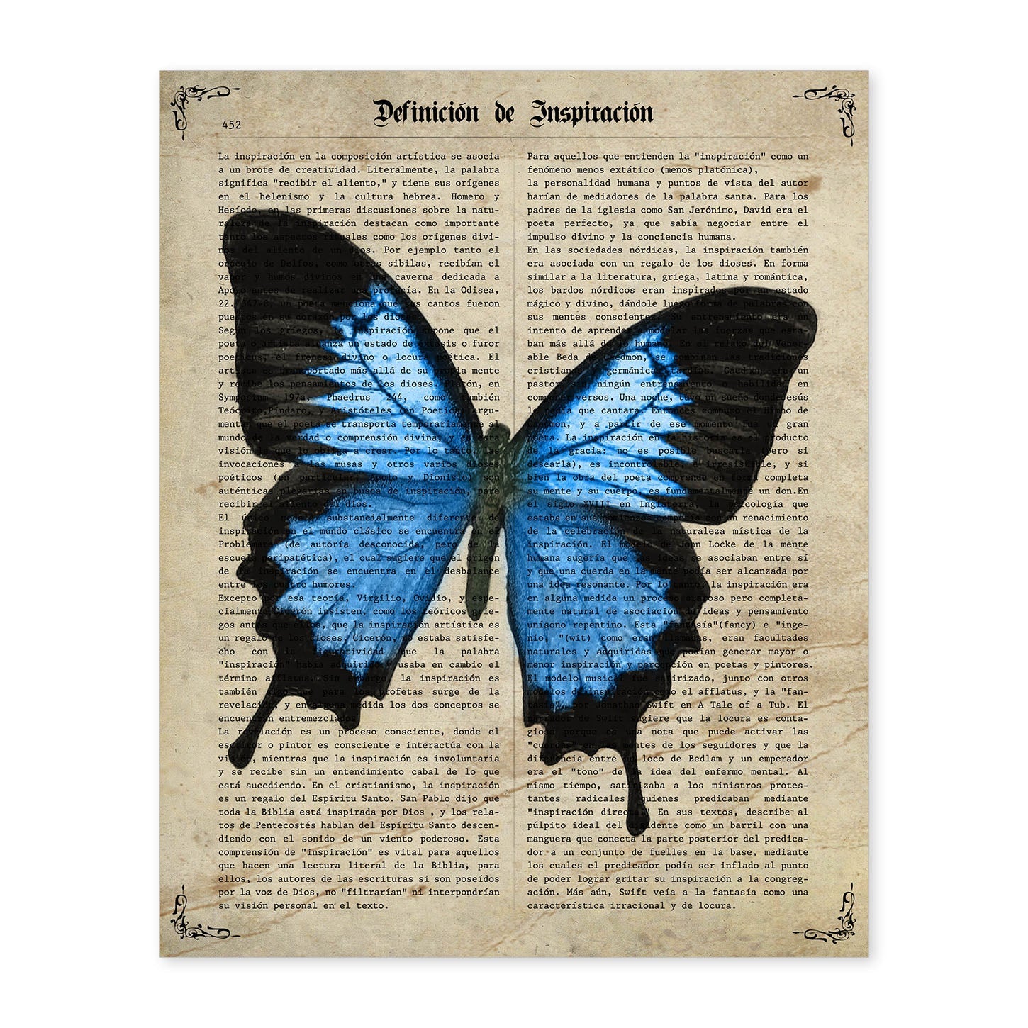 Poster de Mariposa Morfo azul. Láminas de mariposas. Decoración de mariposas y polillas.-Artwork-Nacnic-A4-Sin marco-Nacnic Estudio SL