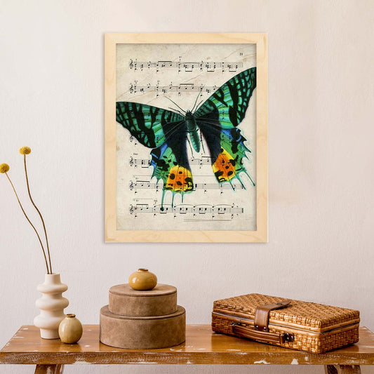 Poster de Mariposa verde. Láminas de mariposas. Decoración de mariposas y polillas.-Artwork-Nacnic-Nacnic Estudio SL
