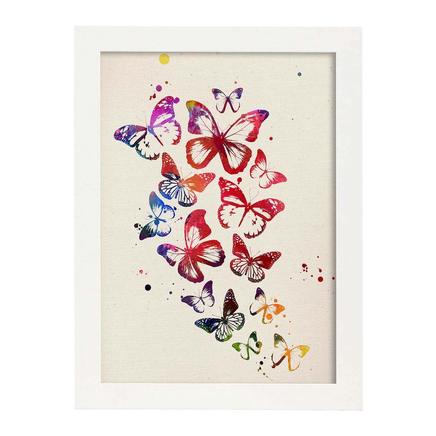 Poster de Mariposas con diseño acuarela. Mix de láminas con estilo acuarela-Artwork-Nacnic-A3-Marco Blanco-Nacnic Estudio SL