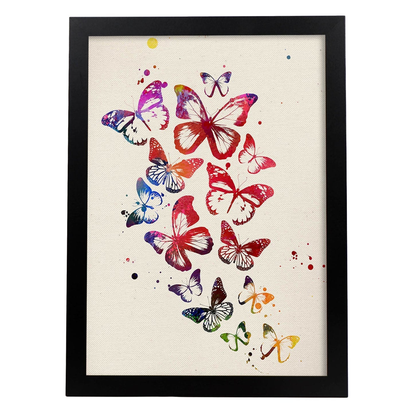 Poster de Mariposas con diseño acuarela. Mix de láminas con estilo acuarela-Artwork-Nacnic-A3-Marco Negro-Nacnic Estudio SL