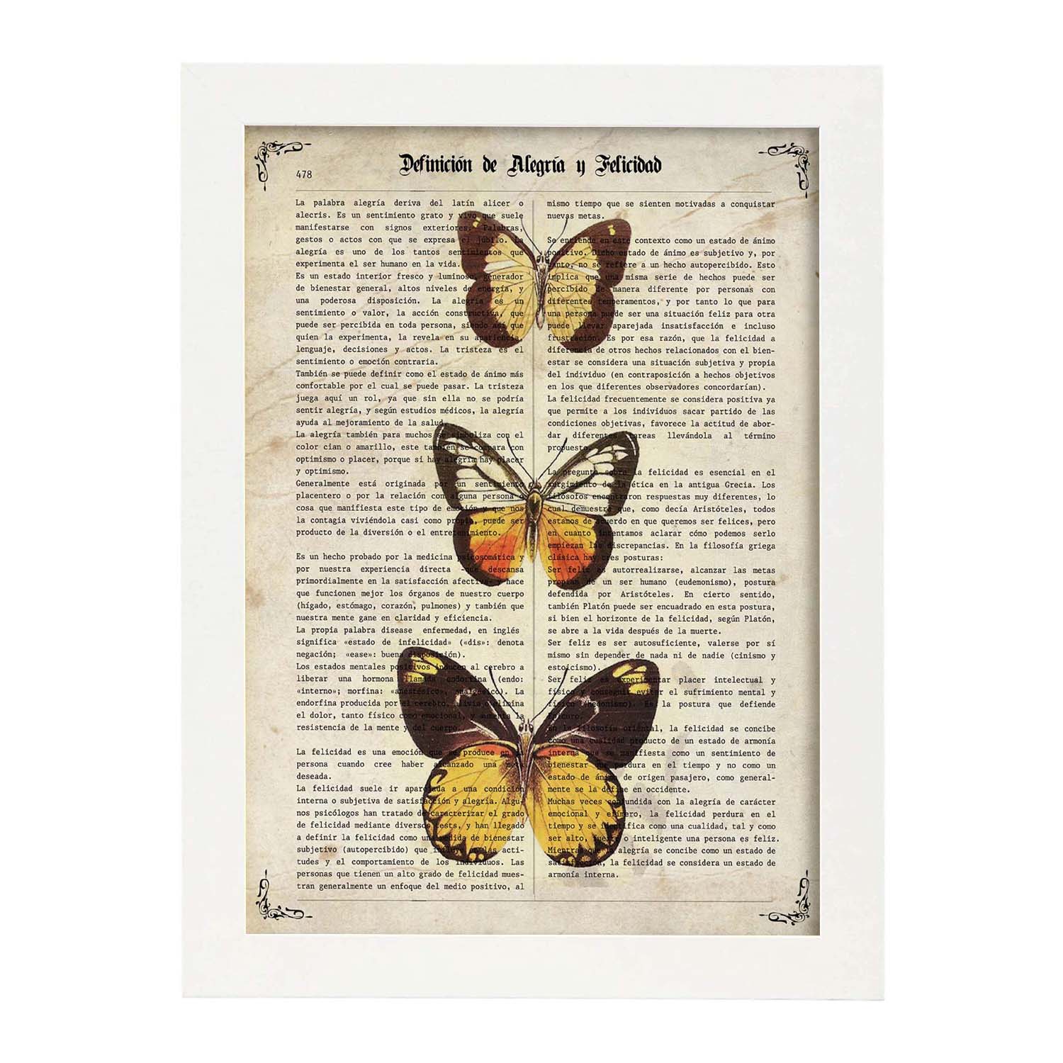 Poster de Mariposas Pieris 2. Láminas de mariposas. Decoración de mariposas y polillas.-Artwork-Nacnic-A3-Marco Blanco-Nacnic Estudio SL