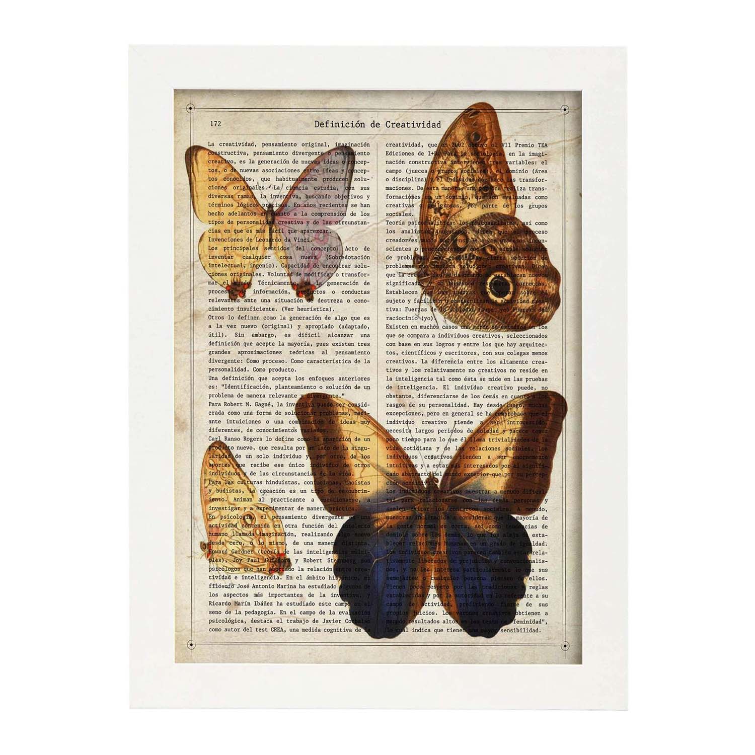 Poster de Mariposas Wood-Nymph. Láminas de mariposas. Decoración de mariposas y polillas.-Artwork-Nacnic-A3-Marco Blanco-Nacnic Estudio SL