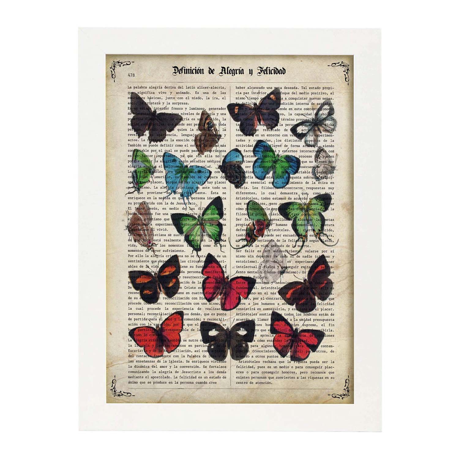 Poster de Mariposas. Láminas de mariposas. Decoración de mariposas y polillas.-Artwork-Nacnic-A3-Marco Blanco-Nacnic Estudio SL