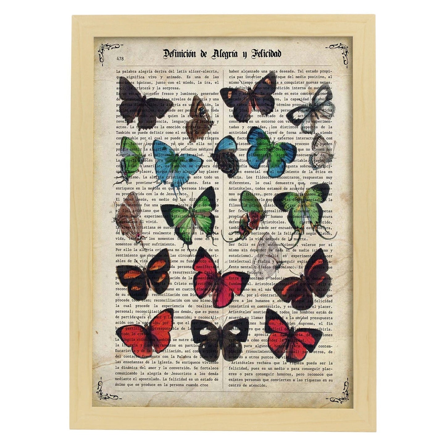 Poster de Mariposas. Láminas de mariposas. Decoración de mariposas y polillas.-Artwork-Nacnic-A3-Marco Madera clara-Nacnic Estudio SL