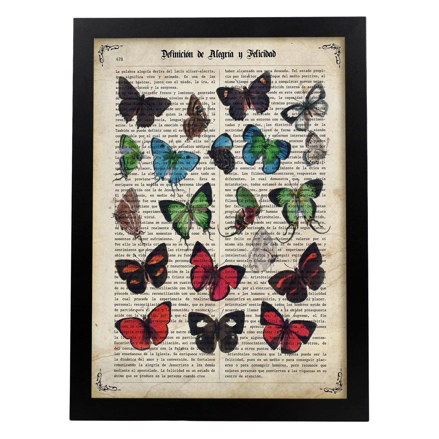 Poster de Mariposas. Láminas de mariposas. Decoración de mariposas y polillas.-Artwork-Nacnic-A3-Marco Negro-Nacnic Estudio SL