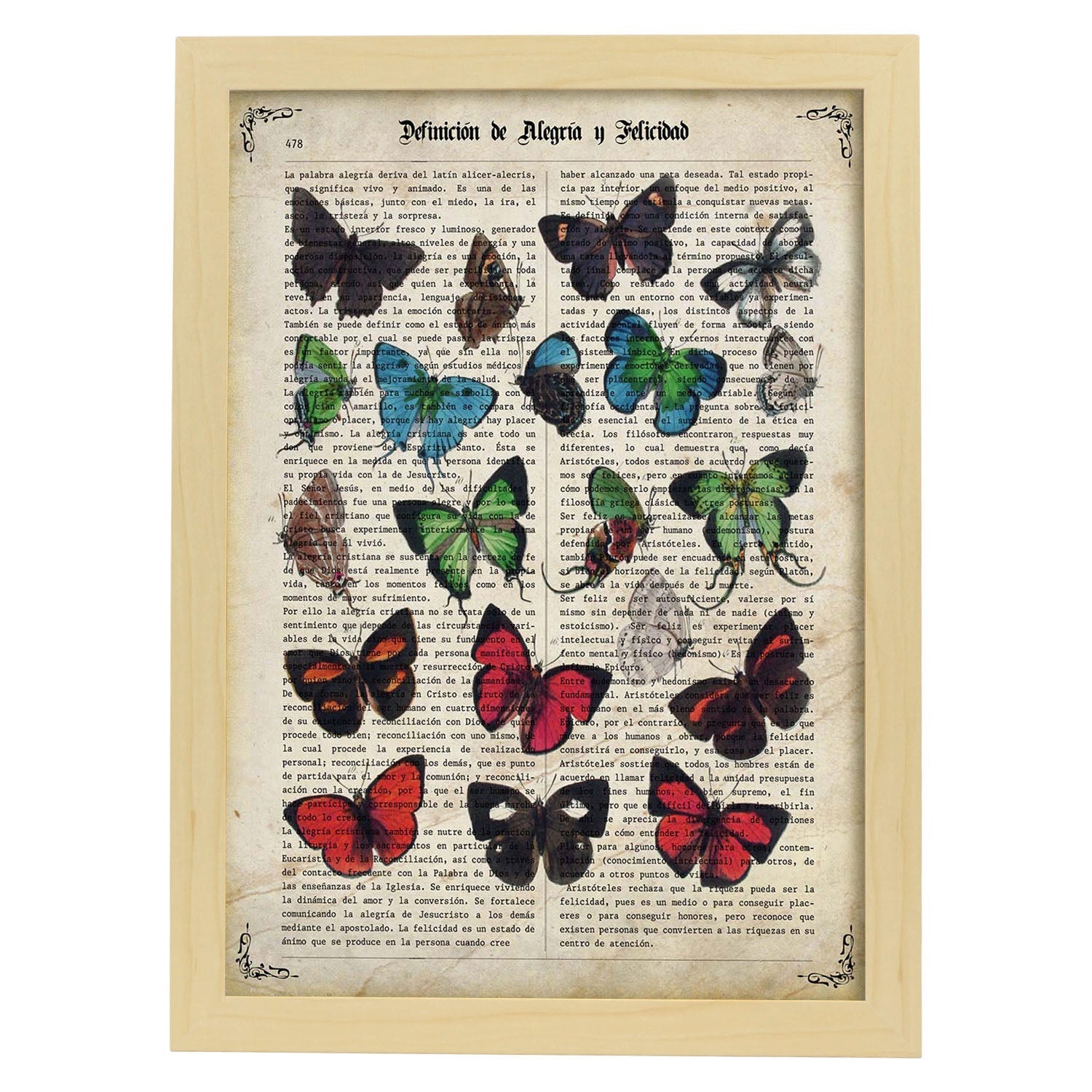 Poster de Mariposas. Láminas de mariposas. Decoración de mariposas y polillas.-Artwork-Nacnic-A4-Marco Madera clara-Nacnic Estudio SL