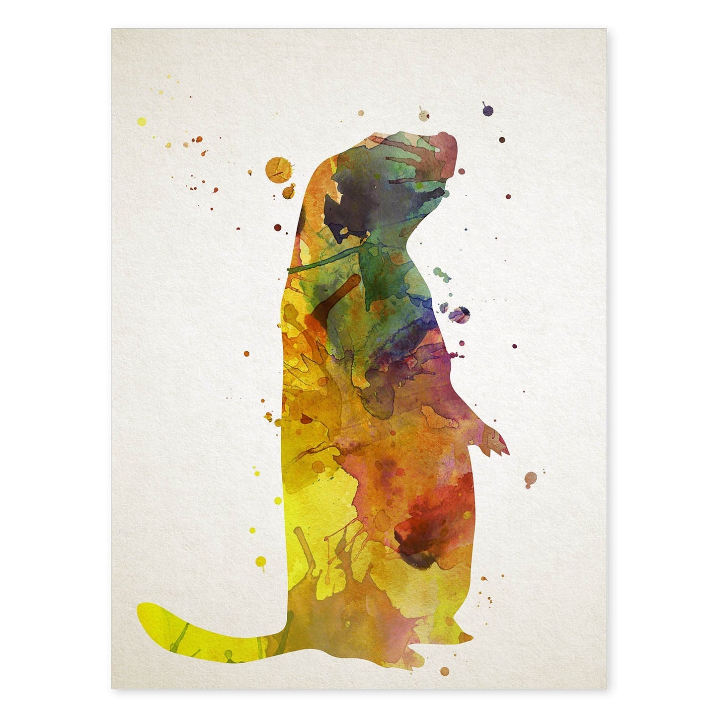 Poster de Marmota estilo acuarela. Láminas de animales con estilo acuarela-Artwork-Nacnic-A4-Sin marco-Nacnic Estudio SL