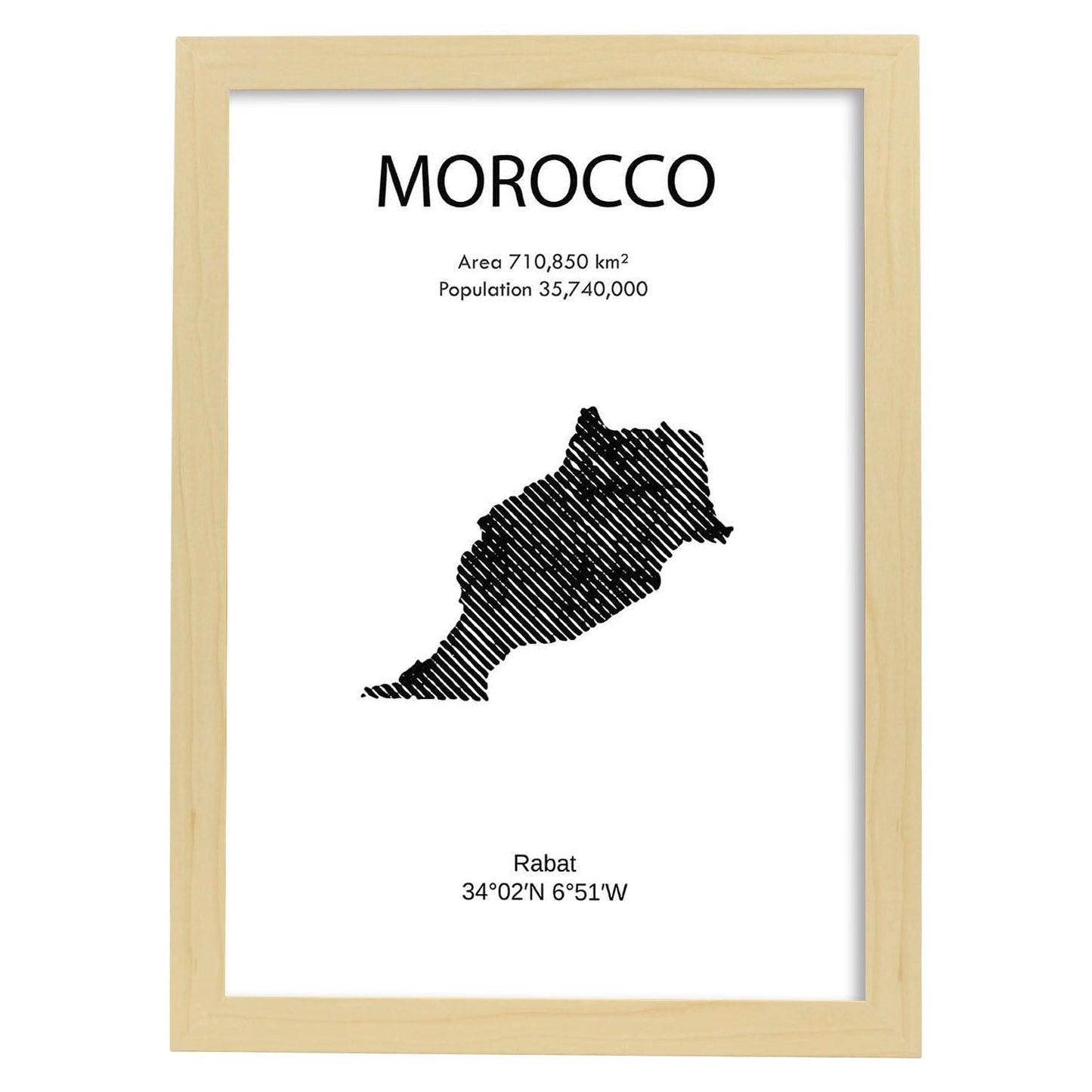 Poster de Marruecos. Láminas de paises y continentes del mundo.-Artwork-Nacnic-A3-Marco Madera clara-Nacnic Estudio SL