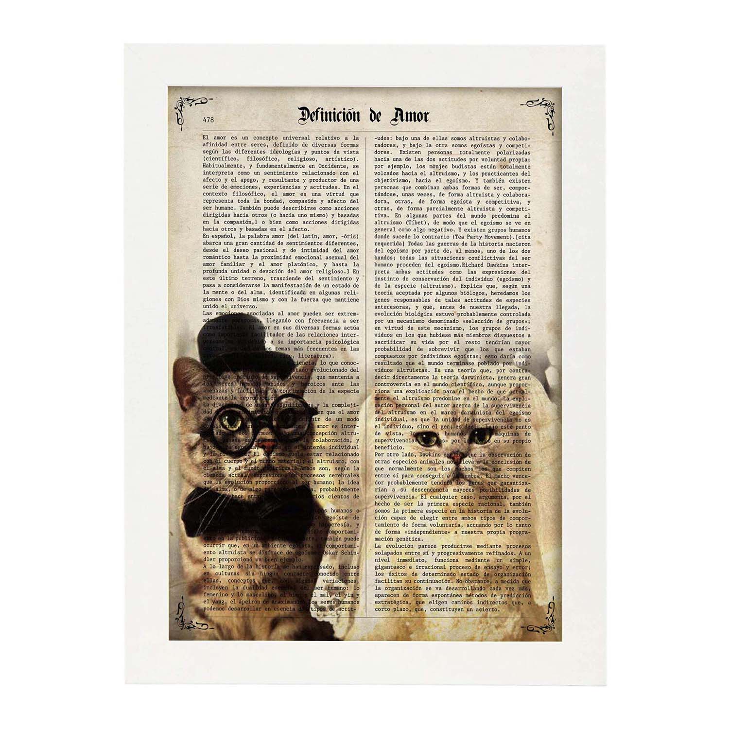 Poster de Matrimonio de gatos. Láminas de animales con definiciones. Ilustraciones de animales con textos.-Artwork-Nacnic-Nacnic Estudio SL