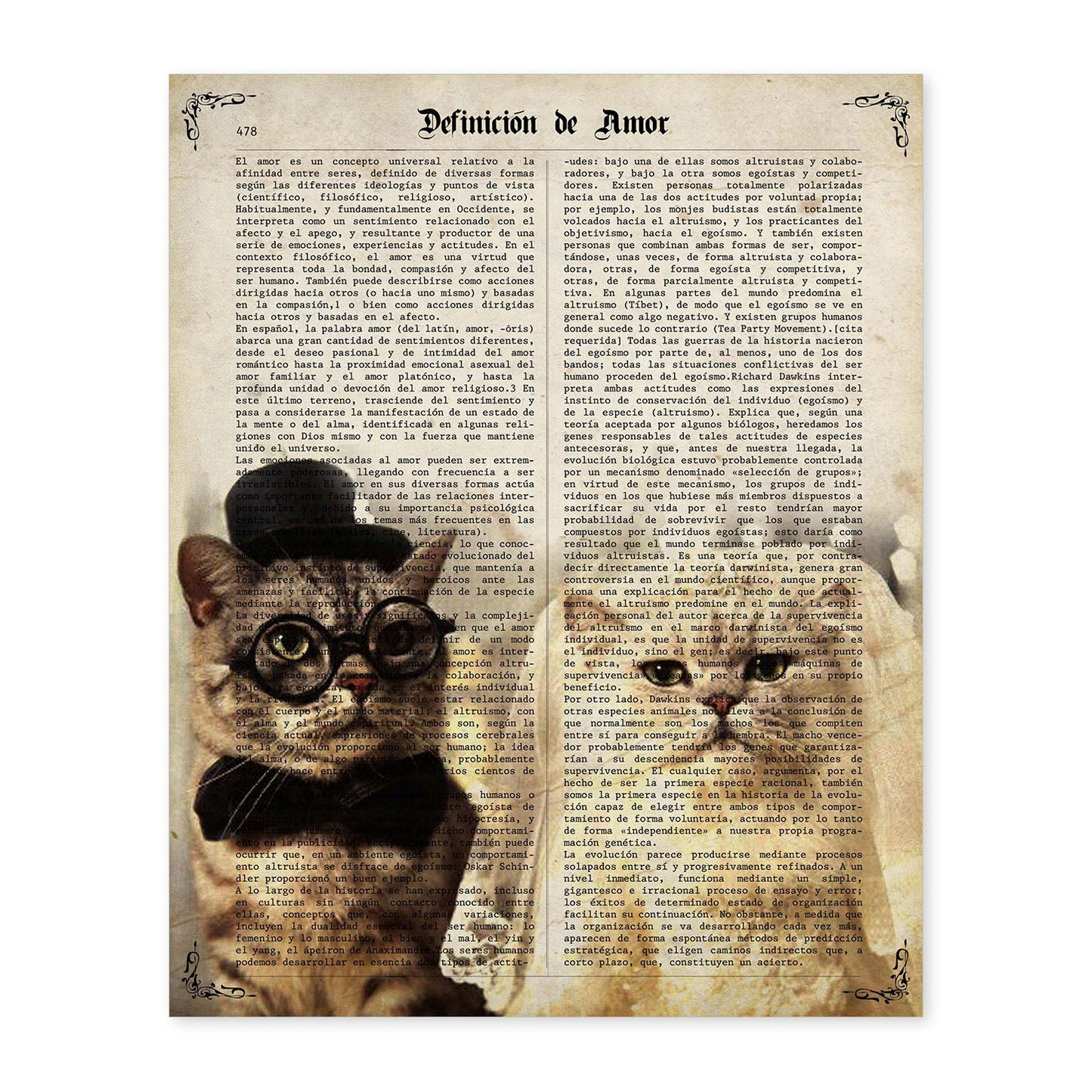 Poster de Matrimonio de gatos. Láminas de animales con definiciones. Ilustraciones de animales con textos.-Artwork-Nacnic-A4-Sin marco-Nacnic Estudio SL