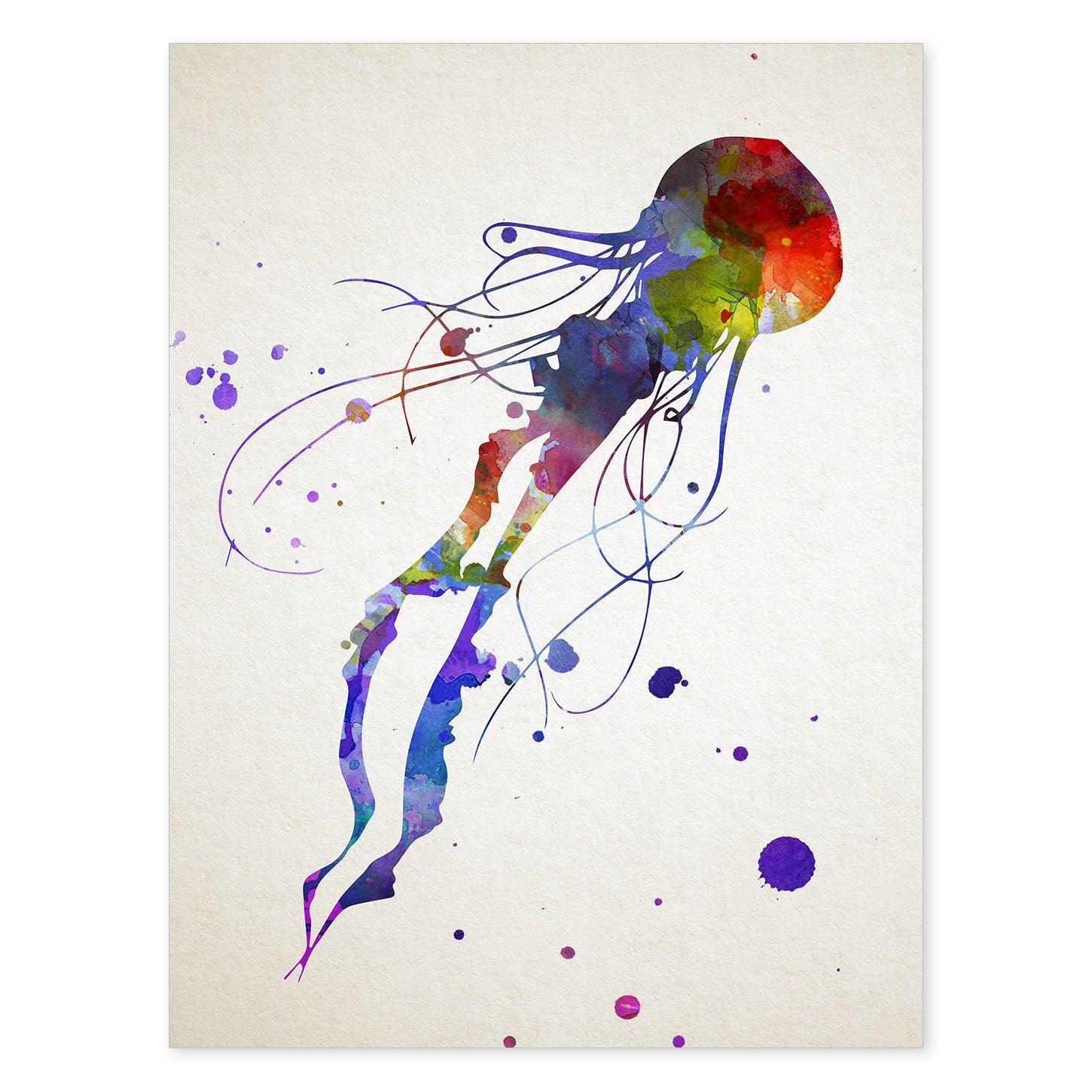 Poster de Medusa estilo acuarela. Láminas de animales con estilo acuarela-Artwork-Nacnic-A4-Sin marco-Nacnic Estudio SL