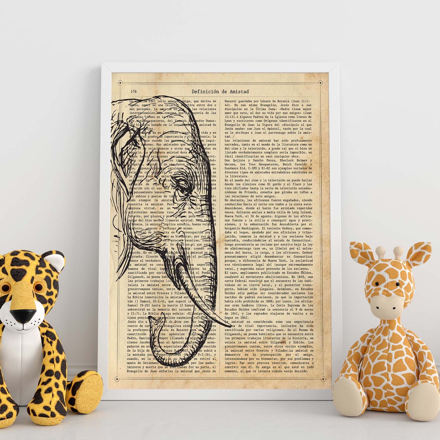 Poster de Memoria de Elefante con definición. Láminas de animales con texto y definición. Diseño de interiores basado en animales.-Artwork-Nacnic-Nacnic Estudio SL