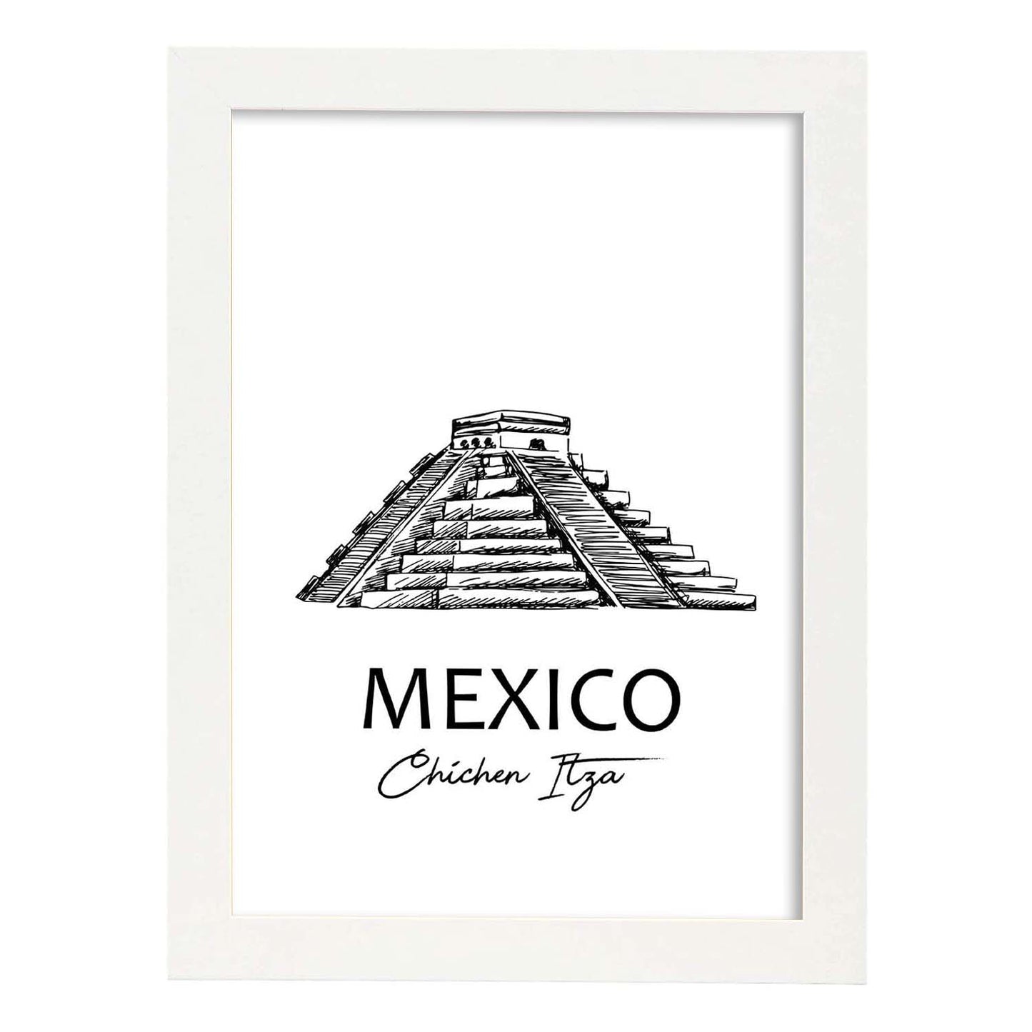 Poster de Mexico - El Castillo. Láminas con monumentos de ciudades.-Artwork-Nacnic-A3-Marco Blanco-Nacnic Estudio SL