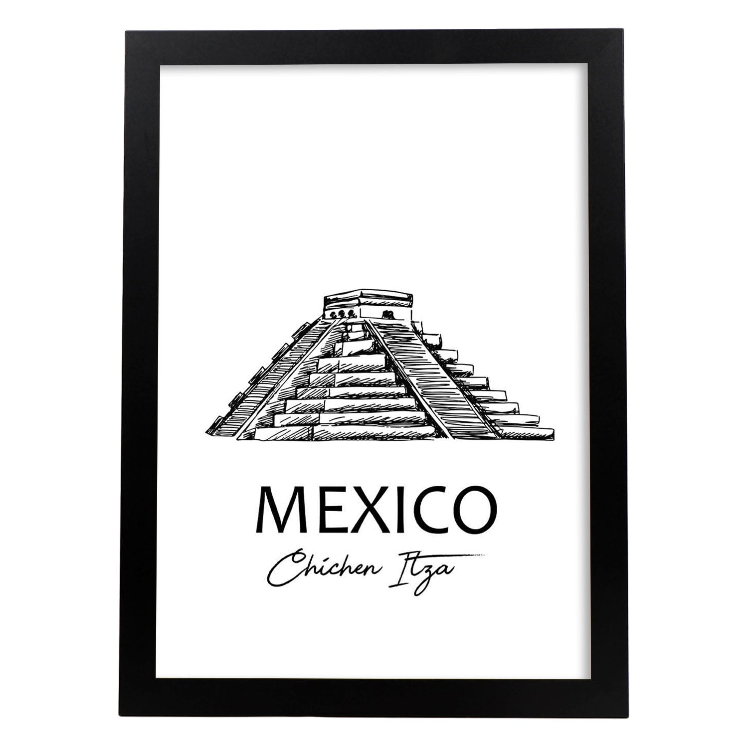 Poster de Mexico - El Castillo. Láminas con monumentos de ciudades.-Artwork-Nacnic-A3-Marco Negro-Nacnic Estudio SL