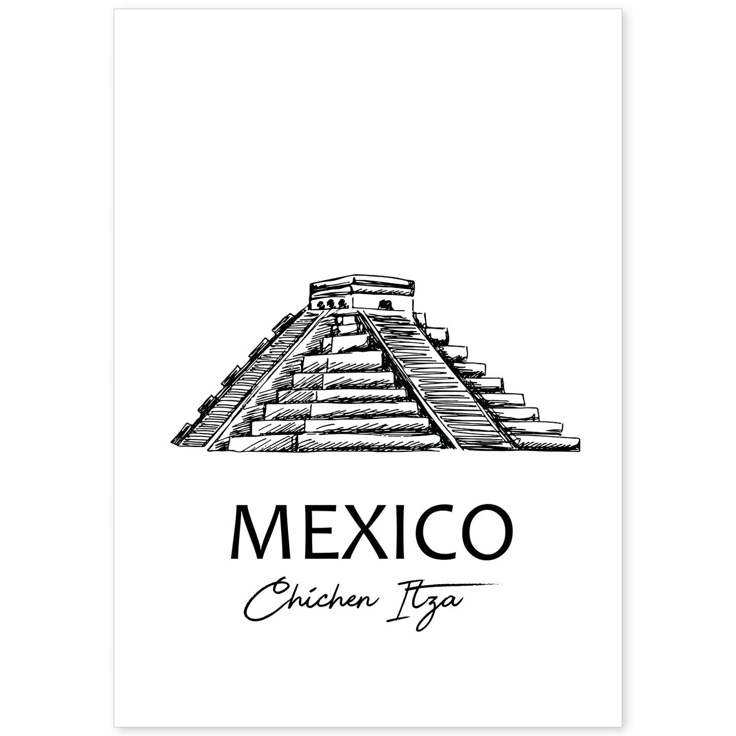 Poster de Mexico - El Castillo. Láminas con monumentos de ciudades.-Artwork-Nacnic-A4-Sin marco-Nacnic Estudio SL