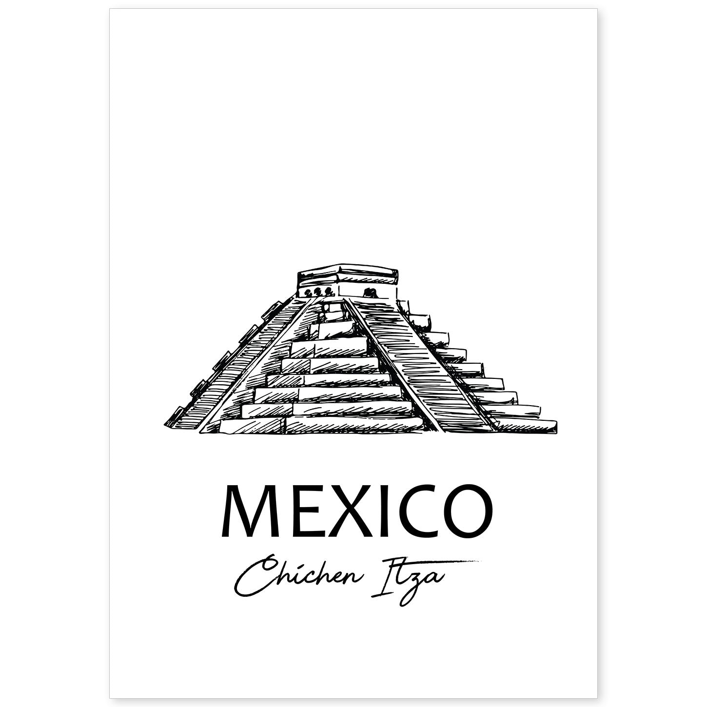 Poster de Mexico - El Castillo. Láminas con monumentos de ciudades.-Artwork-Nacnic-A4-Sin marco-Nacnic Estudio SL