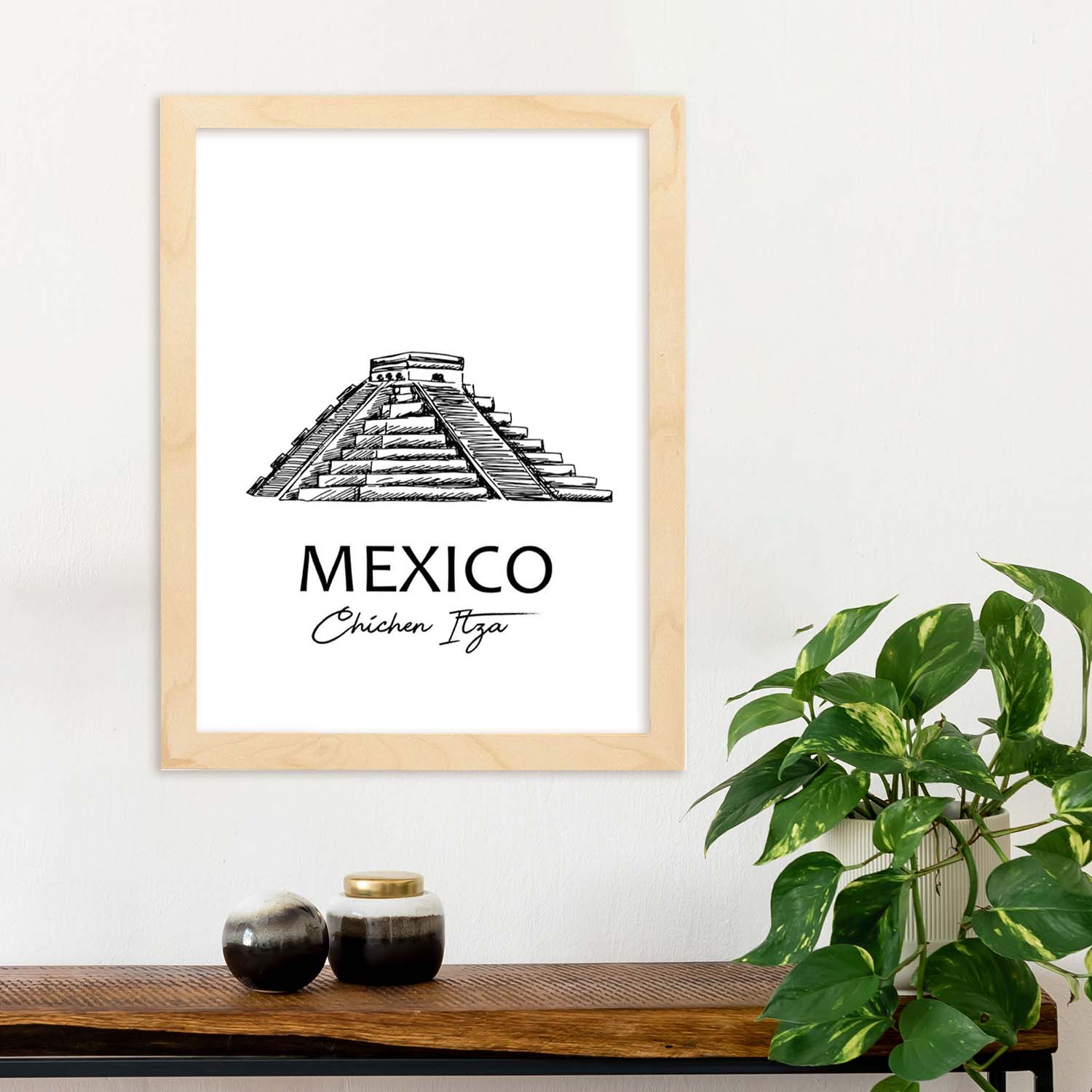 Poster de Mexico - El Castillo. Láminas con monumentos de ciudades.-Artwork-Nacnic-Nacnic Estudio SL