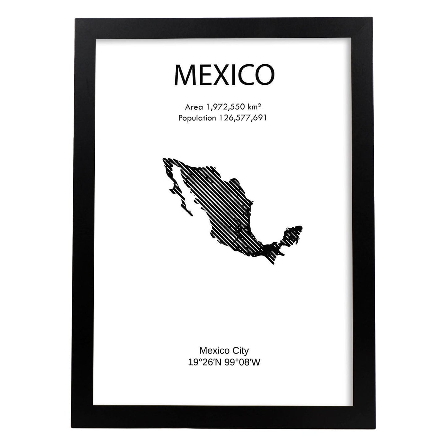 Poster de México. Láminas de paises y continentes del mundo.-Artwork-Nacnic-A3-Marco Negro-Nacnic Estudio SL