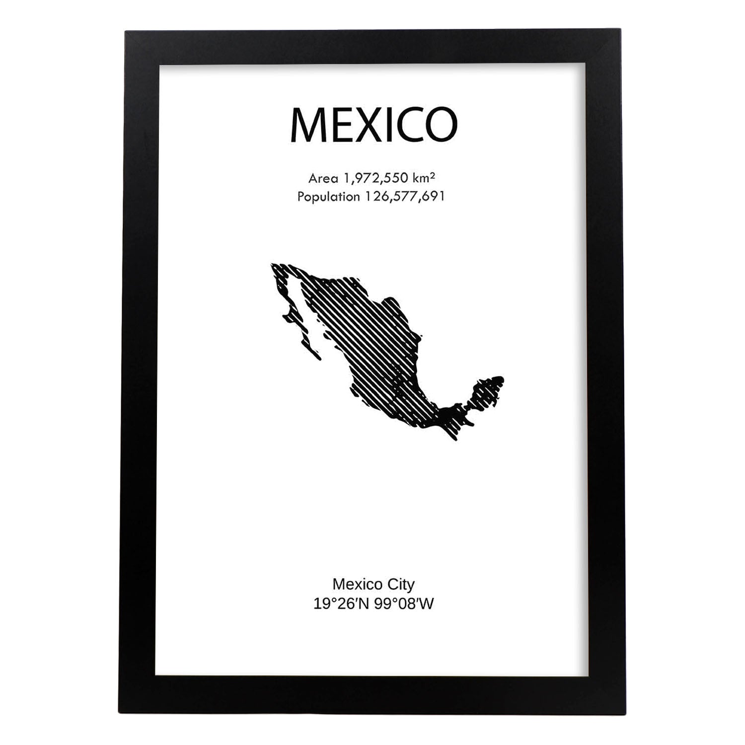 Poster de México. Láminas de paises y continentes del mundo.-Artwork-Nacnic-A4-Marco Negro-Nacnic Estudio SL