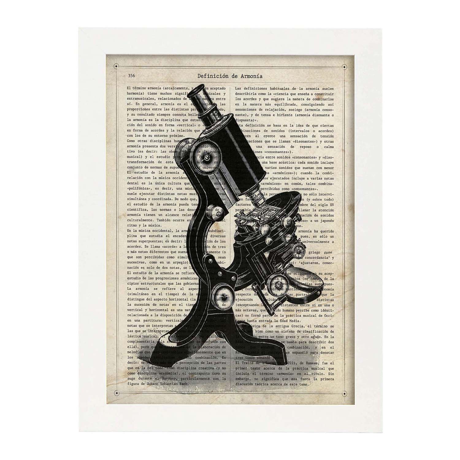 Poster de Microscopio de espejo. Láminas vintage con definiciones. Diseño de interiores.-Artwork-Nacnic-A3-Marco Blanco-Nacnic Estudio SL