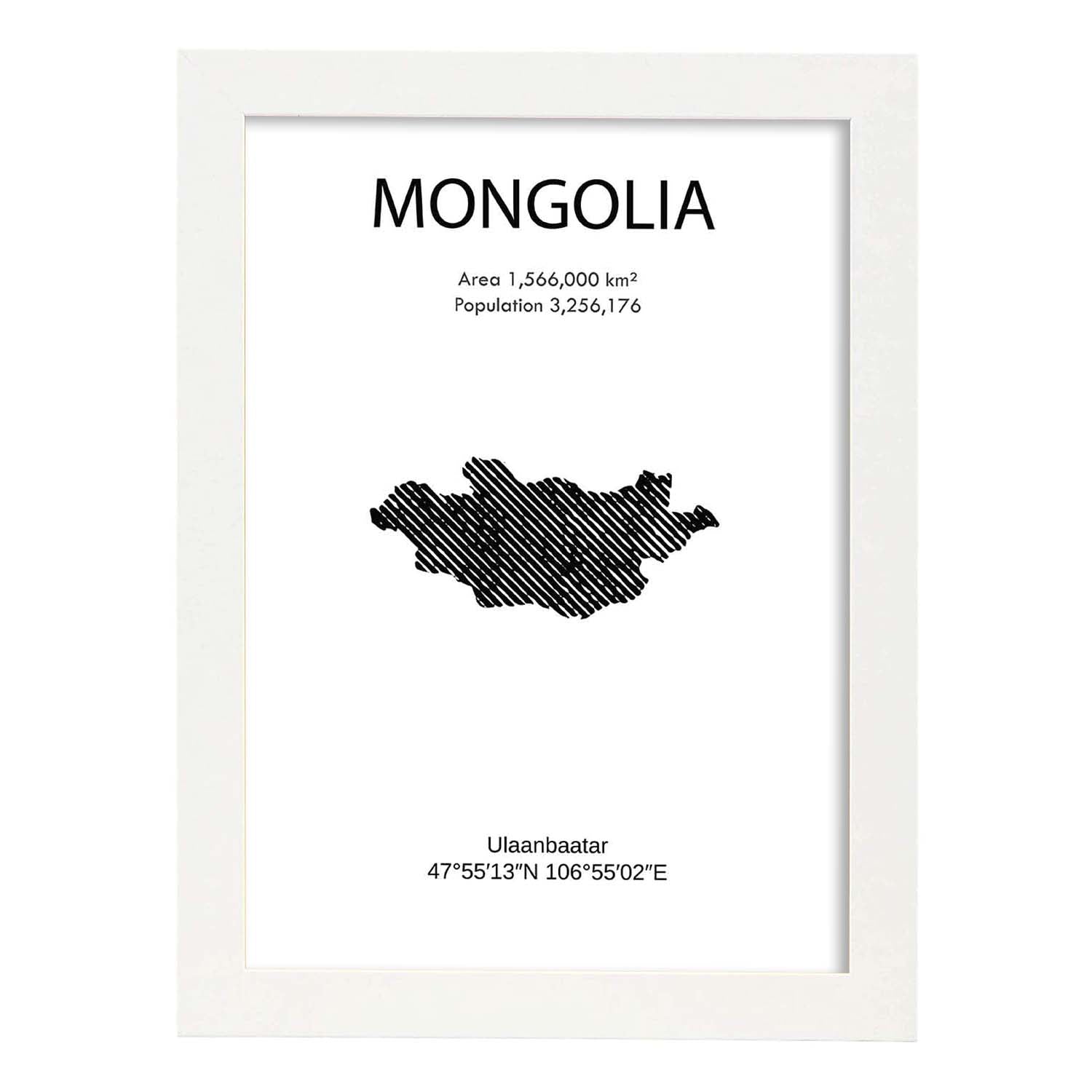 Poster de Mongolia. Láminas de paises y continentes del mundo.-Artwork-Nacnic-A3-Marco Blanco-Nacnic Estudio SL