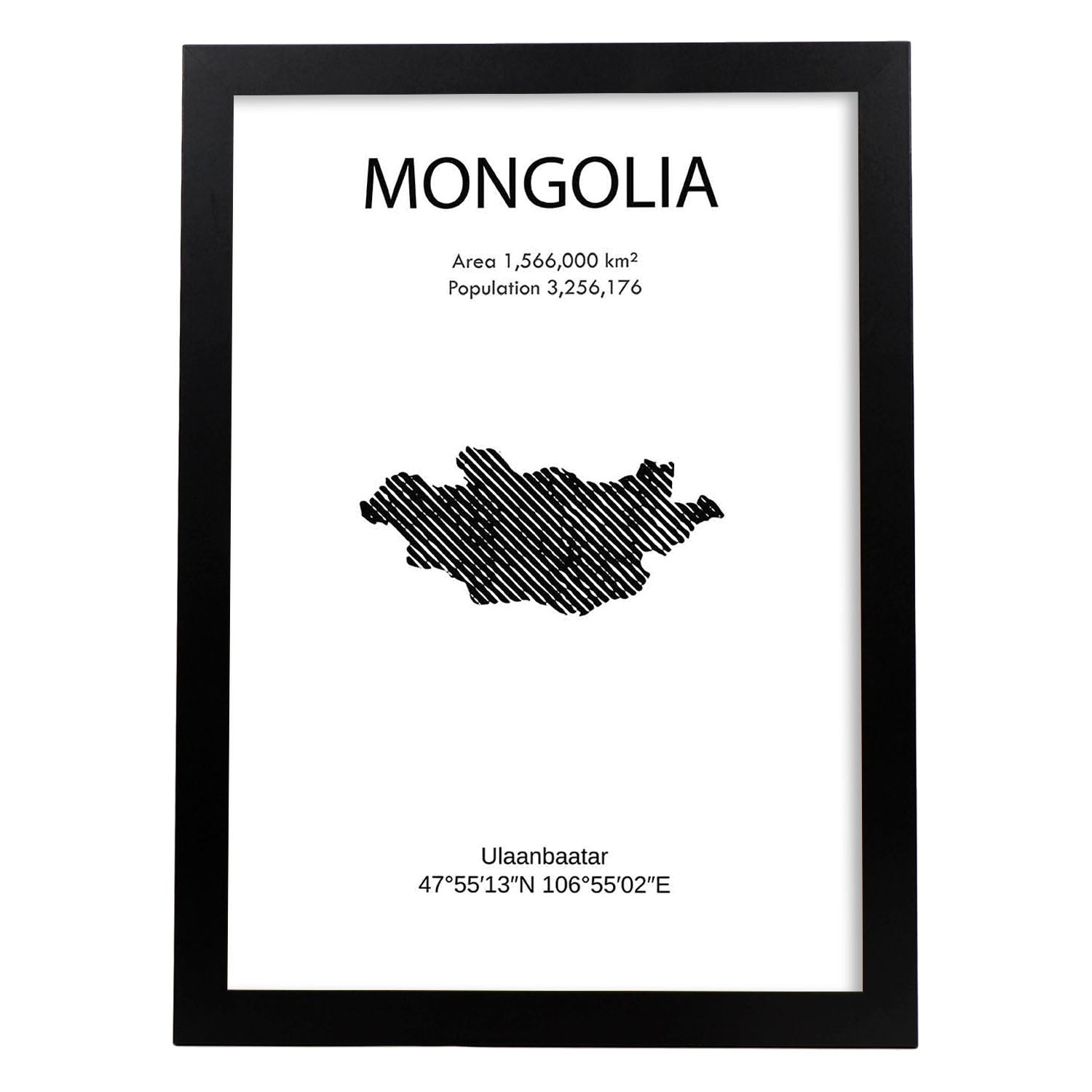 Poster de Mongolia. Láminas de paises y continentes del mundo.-Artwork-Nacnic-A3-Marco Negro-Nacnic Estudio SL