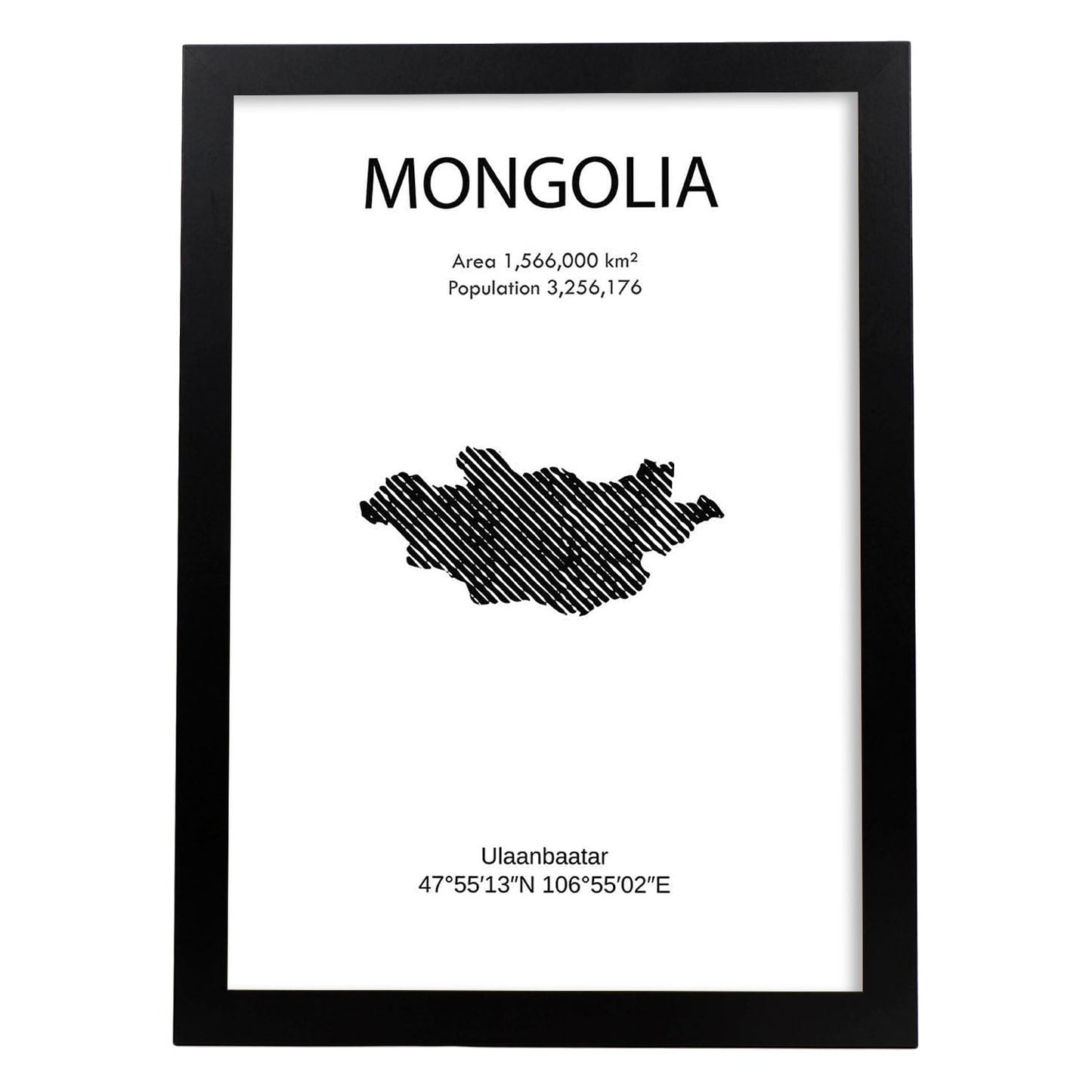 Poster de Mongolia. Láminas de paises y continentes del mundo.-Artwork-Nacnic-A4-Marco Negro-Nacnic Estudio SL