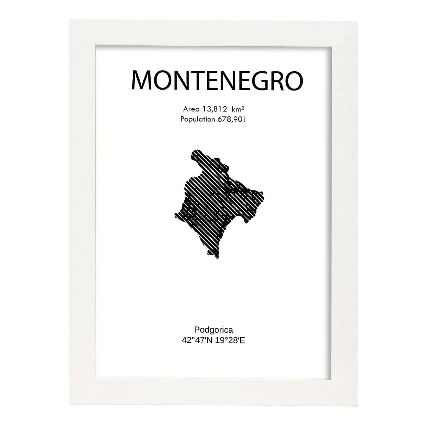 Poster de Montenegro. Láminas de paises y continentes del mundo.-Artwork-Nacnic-A3-Marco Blanco-Nacnic Estudio SL