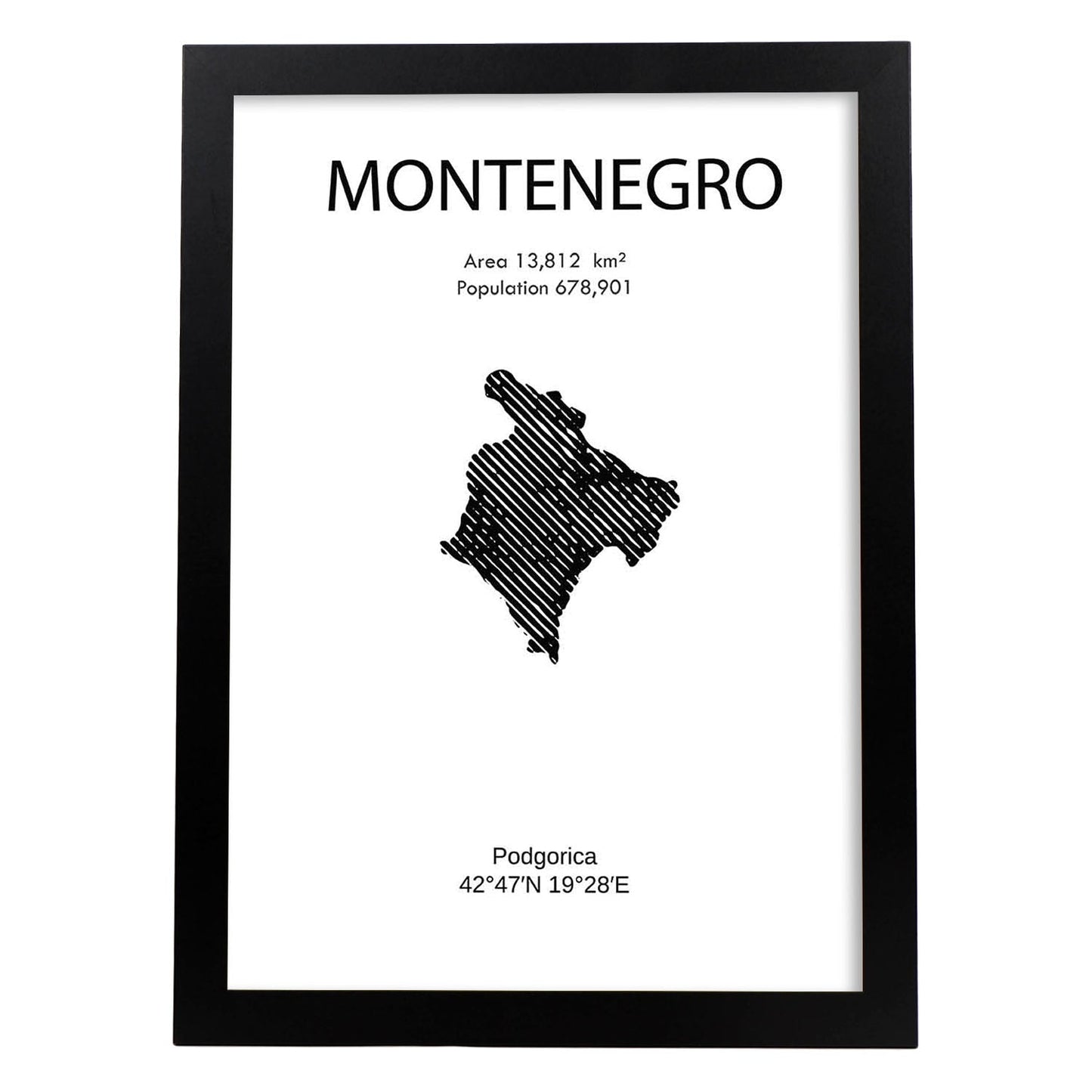 Poster de Montenegro. Láminas de paises y continentes del mundo.-Artwork-Nacnic-A3-Marco Negro-Nacnic Estudio SL