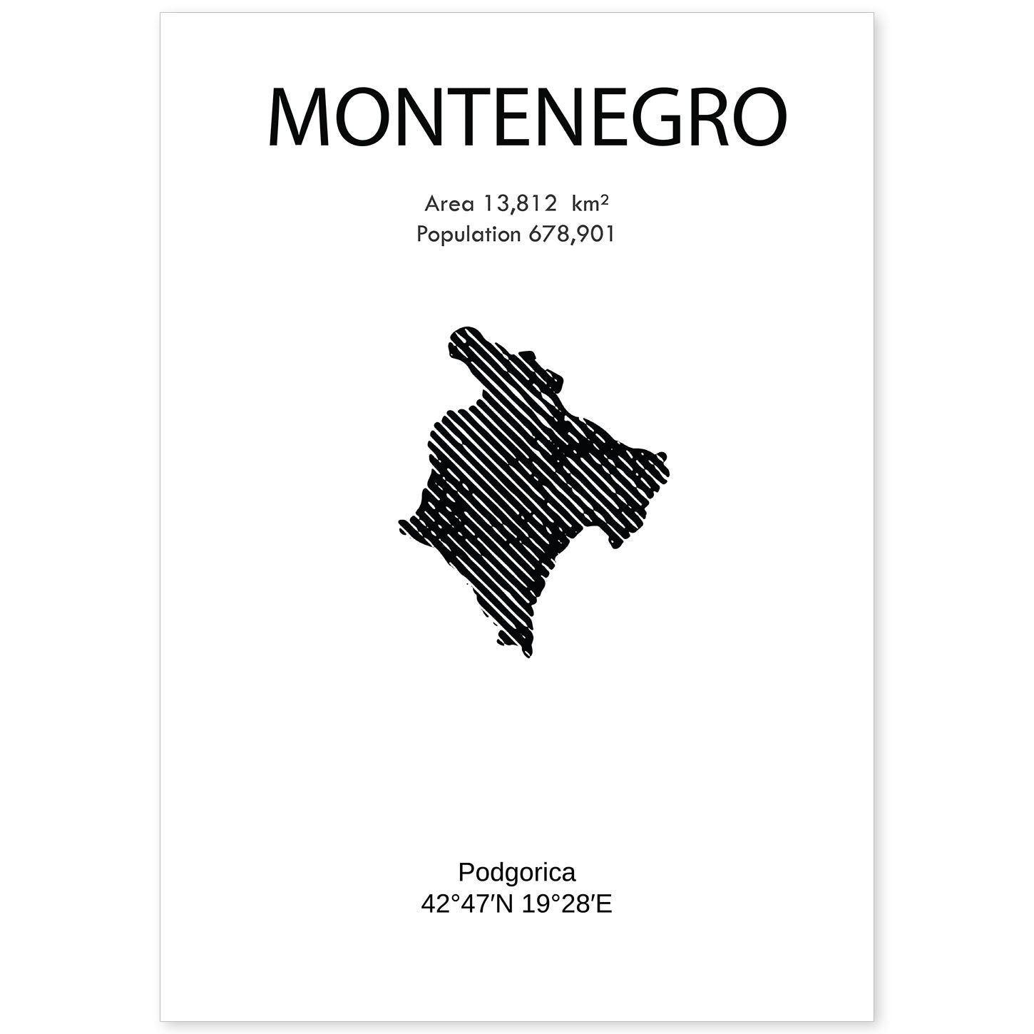 Poster de Montenegro. Láminas de paises y continentes del mundo.-Artwork-Nacnic-A4-Sin marco-Nacnic Estudio SL