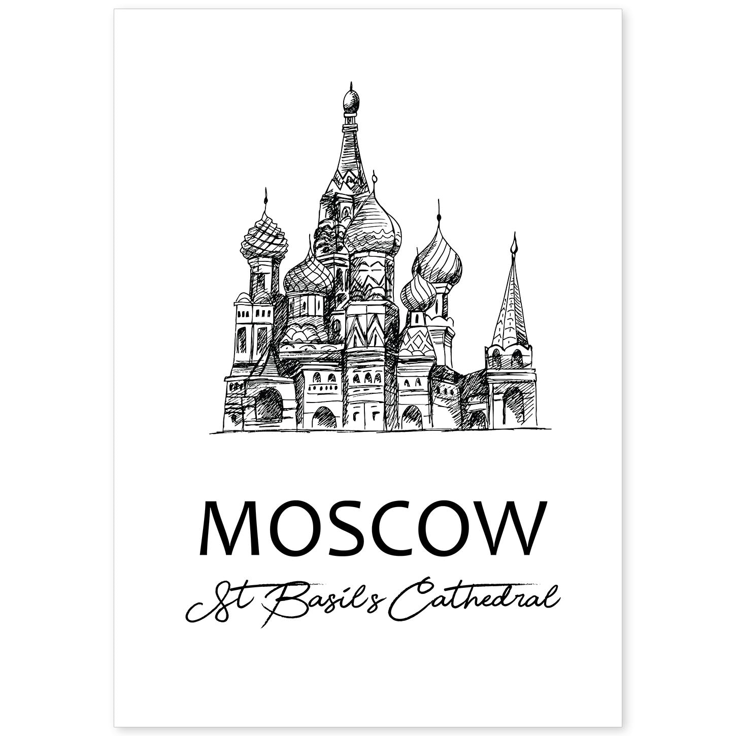 Poster de Moscú - Catedral de San Basilio. Láminas con monumentos de ciudades.-Artwork-Nacnic-A4-Sin marco-Nacnic Estudio SL