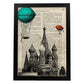 Poster de Moscu. San Basilio. Láminas de monumentos del mundo. Diseño de viaje y de paises.-Artwork-Nacnic-A4-Marco Negro-Nacnic Estudio SL