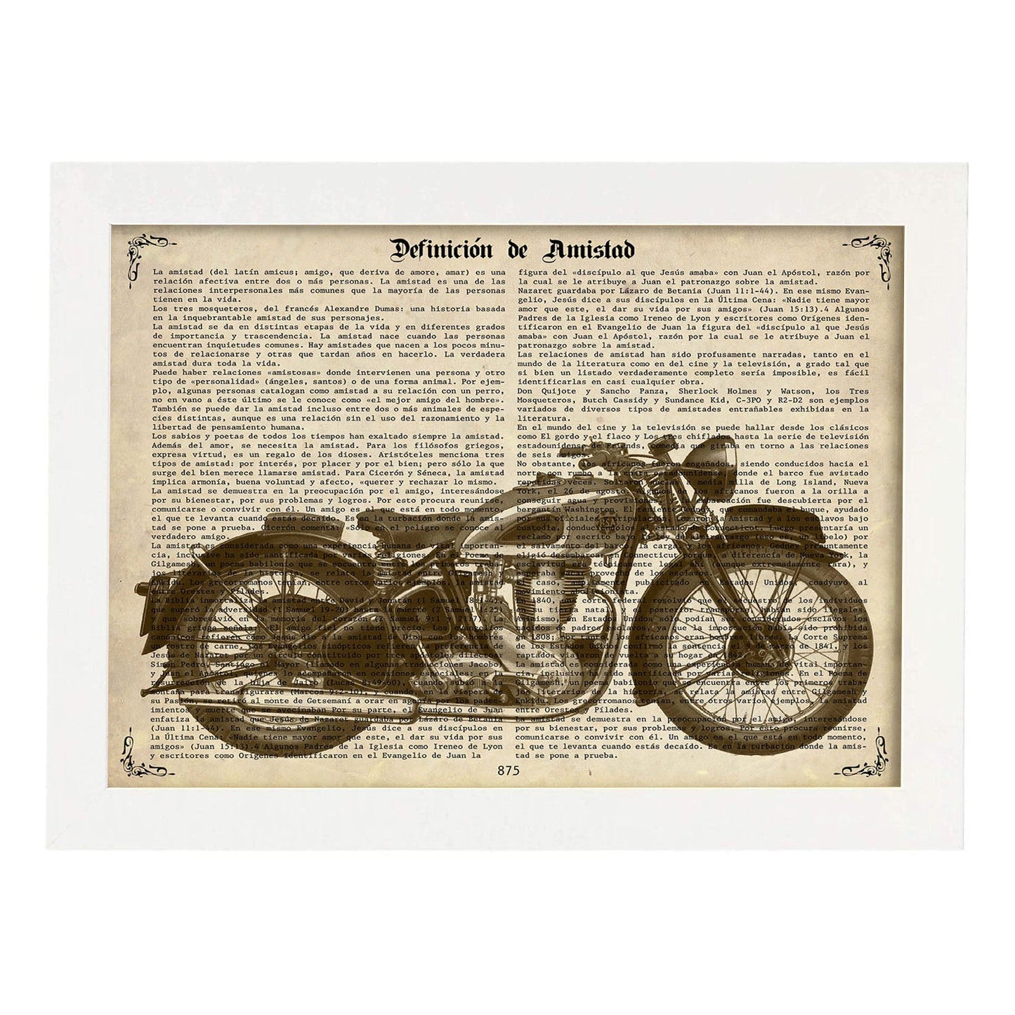 Poster de Moto - BSA. Láminas de vehículos con definiciones. Ilustraciones vintage de coches, motos, aviones, -Artwork-Nacnic-A3-Marco Blanco-Nacnic Estudio SL