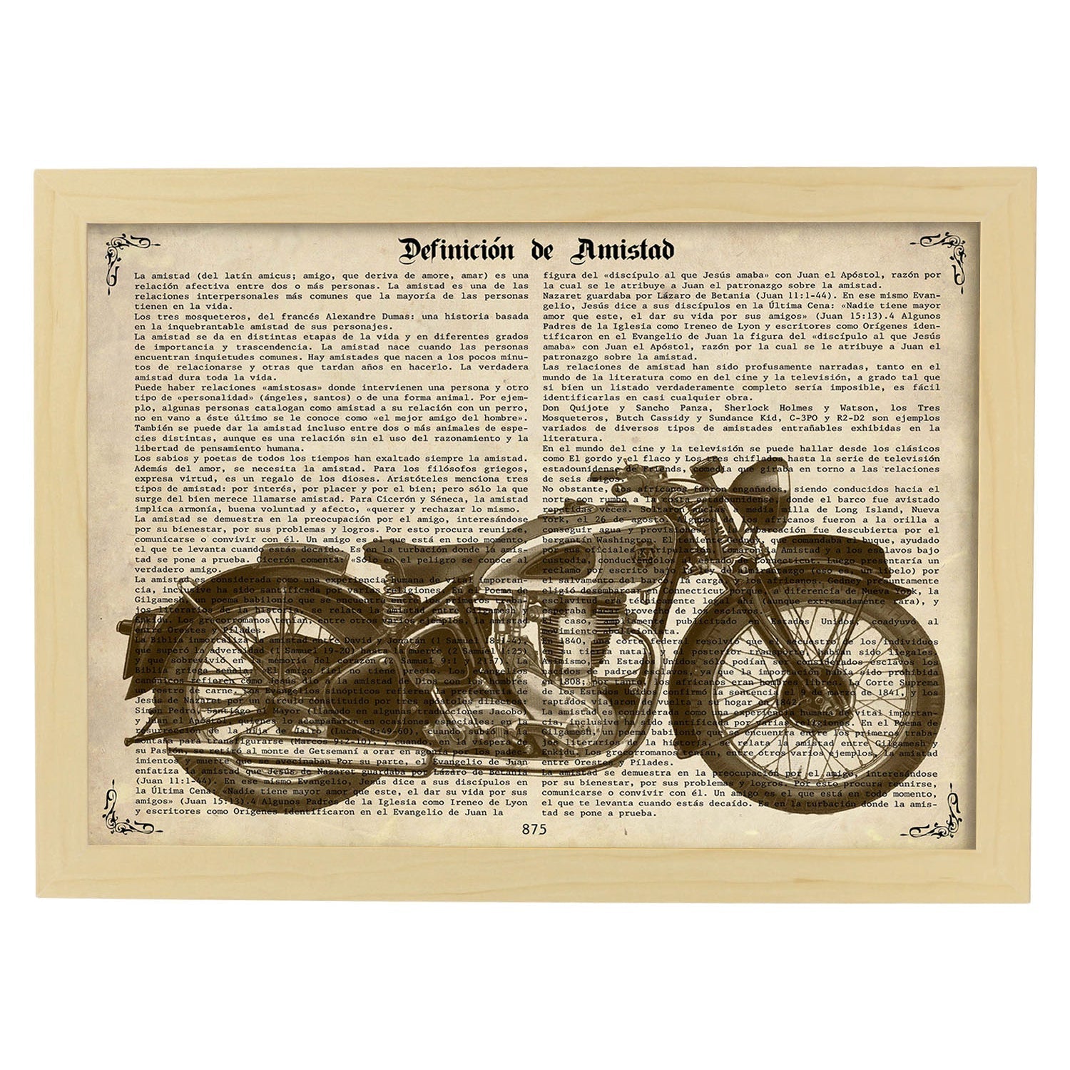 Poster de Moto - BSA. Láminas de vehículos con definiciones. Ilustraciones vintage de coches, motos, aviones, -Artwork-Nacnic-A3-Marco Madera clara-Nacnic Estudio SL