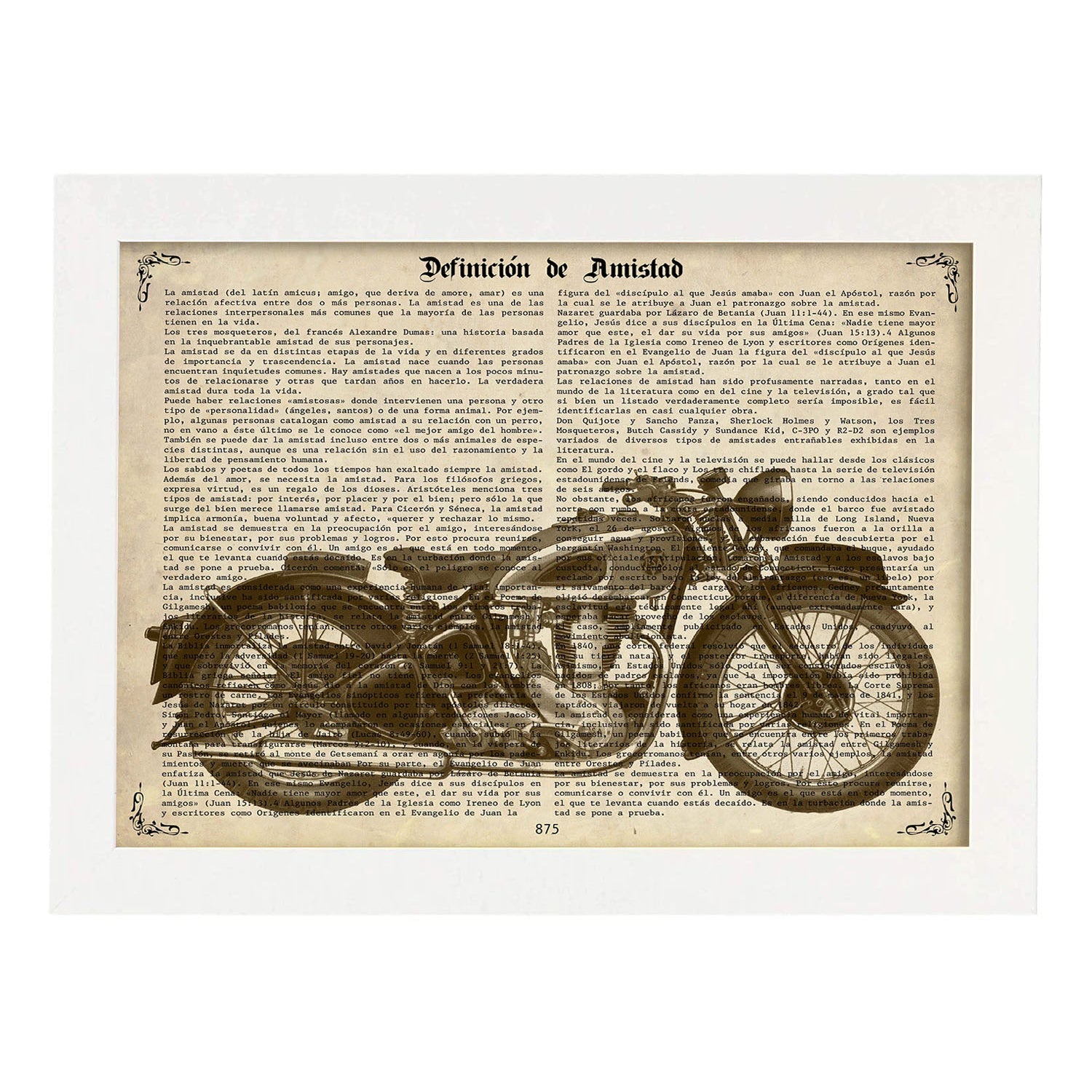 Poster de Moto - BSA. Láminas de vehículos con definiciones. Ilustraciones vintage de coches, motos, aviones, -Artwork-Nacnic-A4-Marco Blanco-Nacnic Estudio SL