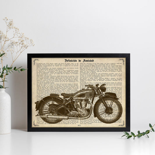 Poster de Moto - BSA. Láminas de vehículos con definiciones. Ilustraciones vintage de coches, motos, aviones, -Artwork-Nacnic-Nacnic Estudio SL