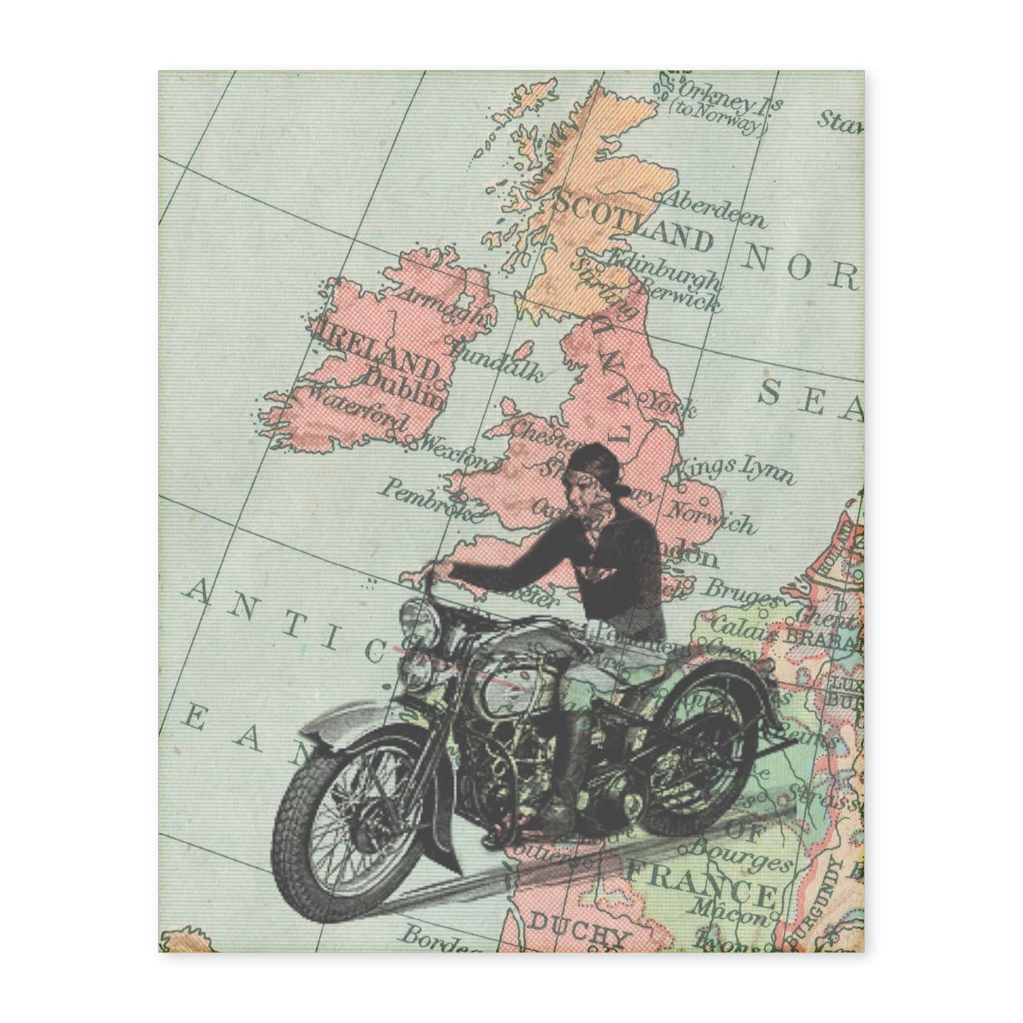 Poster de Moto en Inglaterra. Láminas de mapas del mundo. Decoración con mapas e imágenes vintage.-Artwork-Nacnic-A4-Sin marco-Nacnic Estudio SL