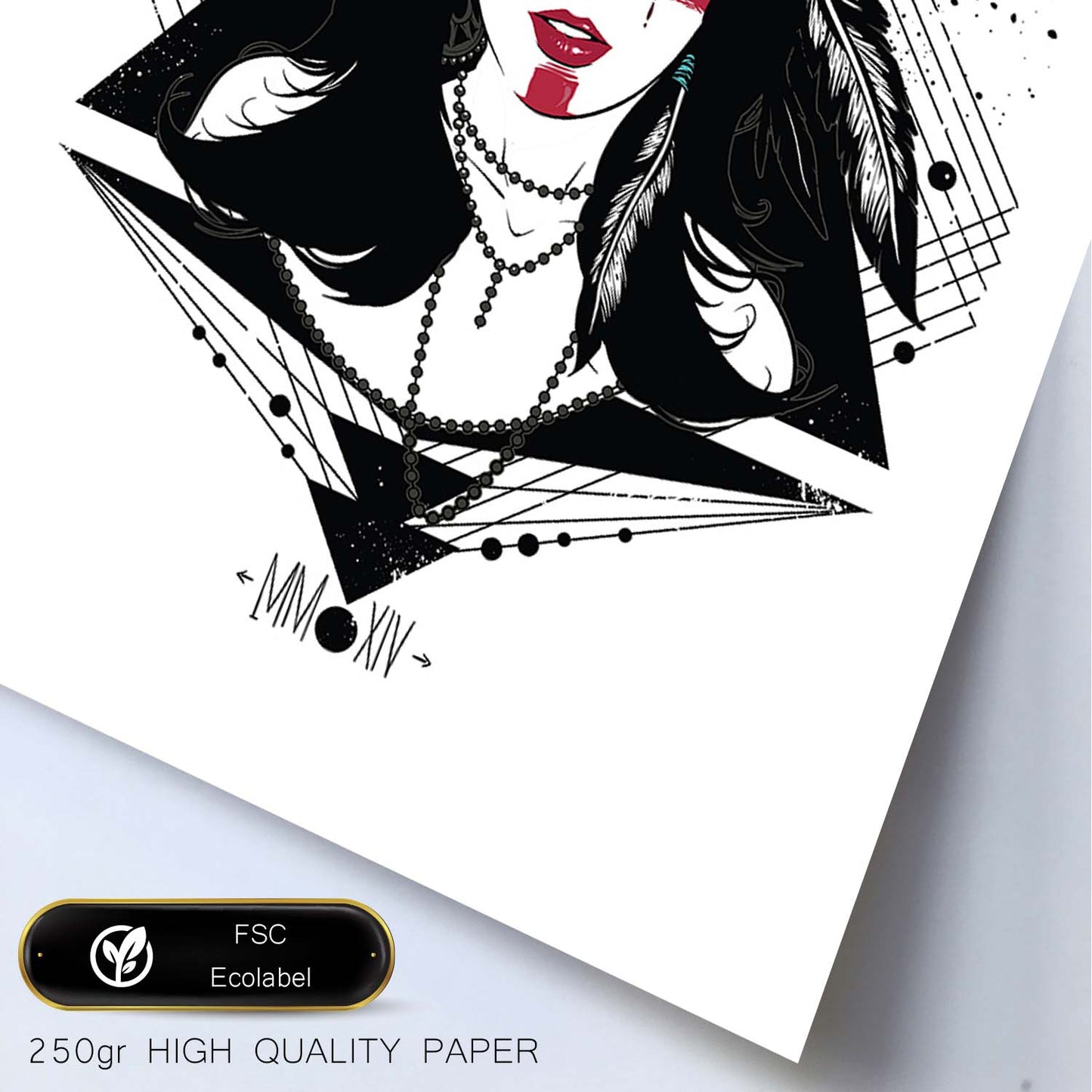 Poster de Mujer con plumas de sangre. Lámina decorativa de diseño.-Artwork-Nacnic-Nacnic Estudio SL