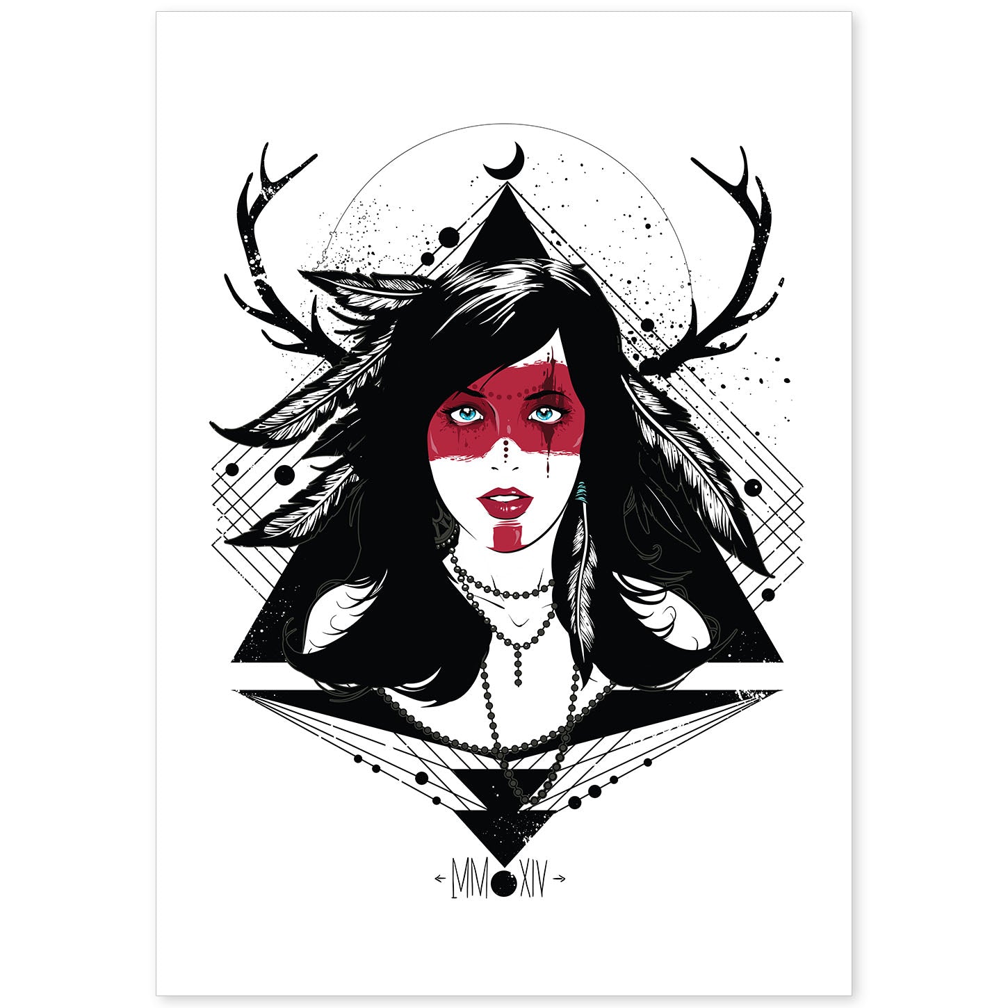 Poster de Mujer con plumas de sangre. Lámina decorativa de diseño.-Artwork-Nacnic-A4-Sin marco-Nacnic Estudio SL