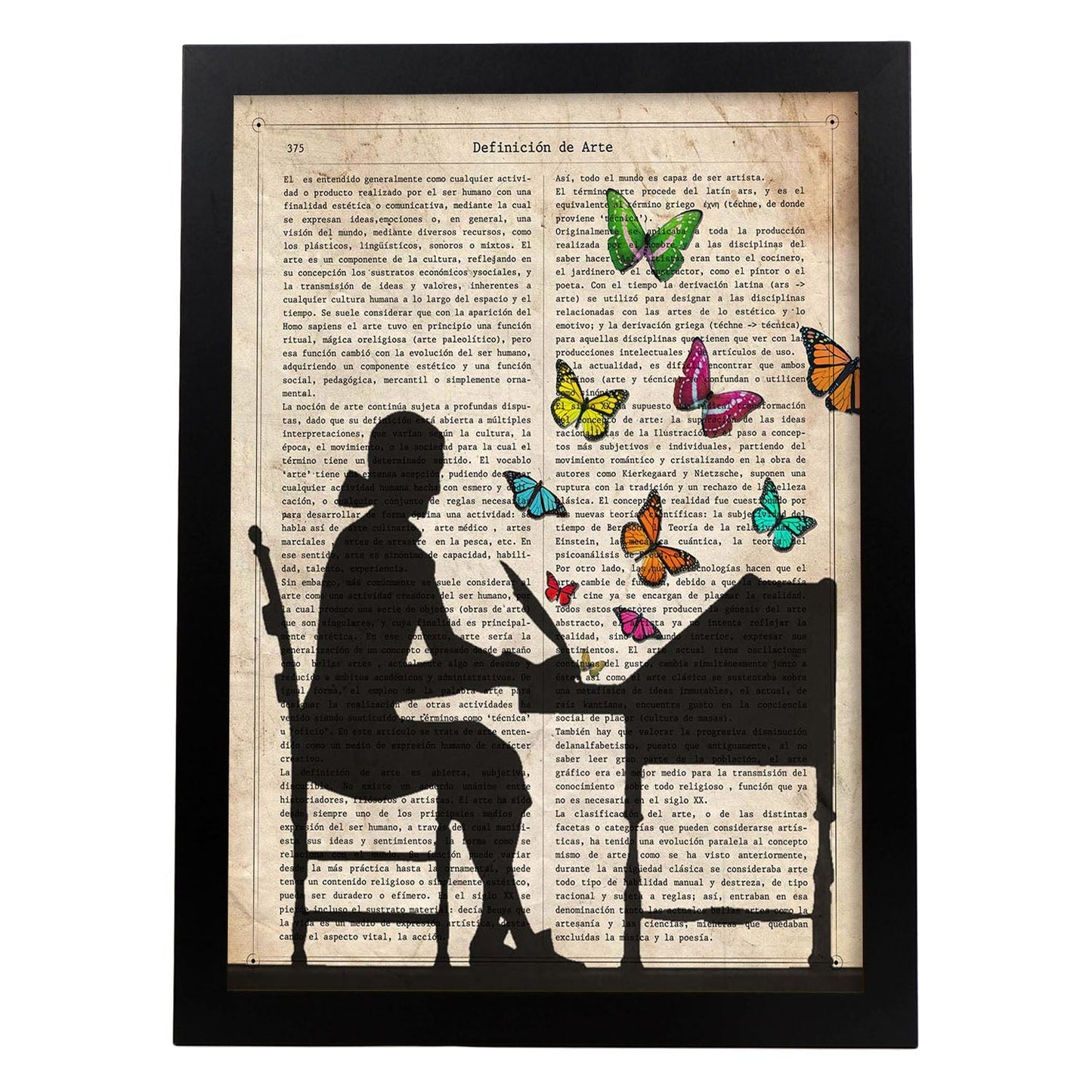 Poster de Mujer escribiendo. Láminas de mariposas. Decoración de mariposas y polillas.-Artwork-Nacnic-A3-Marco Negro-Nacnic Estudio SL
