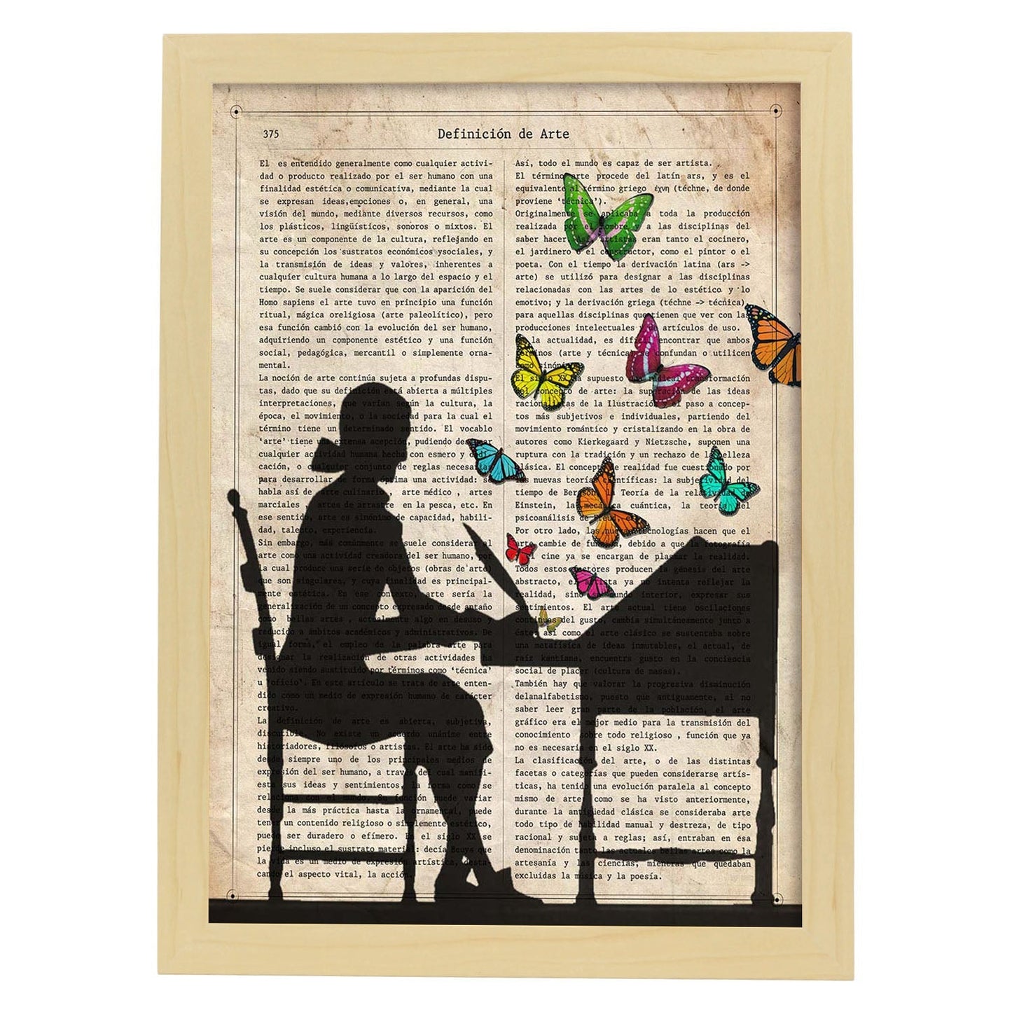 Poster de Mujer escribiendo. Láminas de mariposas. Decoración de mariposas y polillas.-Artwork-Nacnic-A4-Marco Madera clara-Nacnic Estudio SL