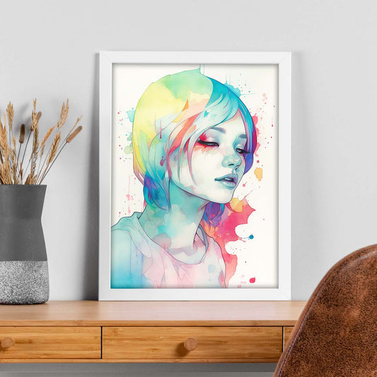 Poster de Mujer Joven y Hermosa con Múltiples Colores