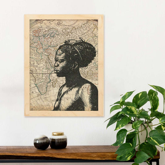 Poster de Mujer mirando Africa. Láminas de mapas del mundo. Decoración con mapas e imágenes vintage.-Artwork-Nacnic-Nacnic Estudio SL
