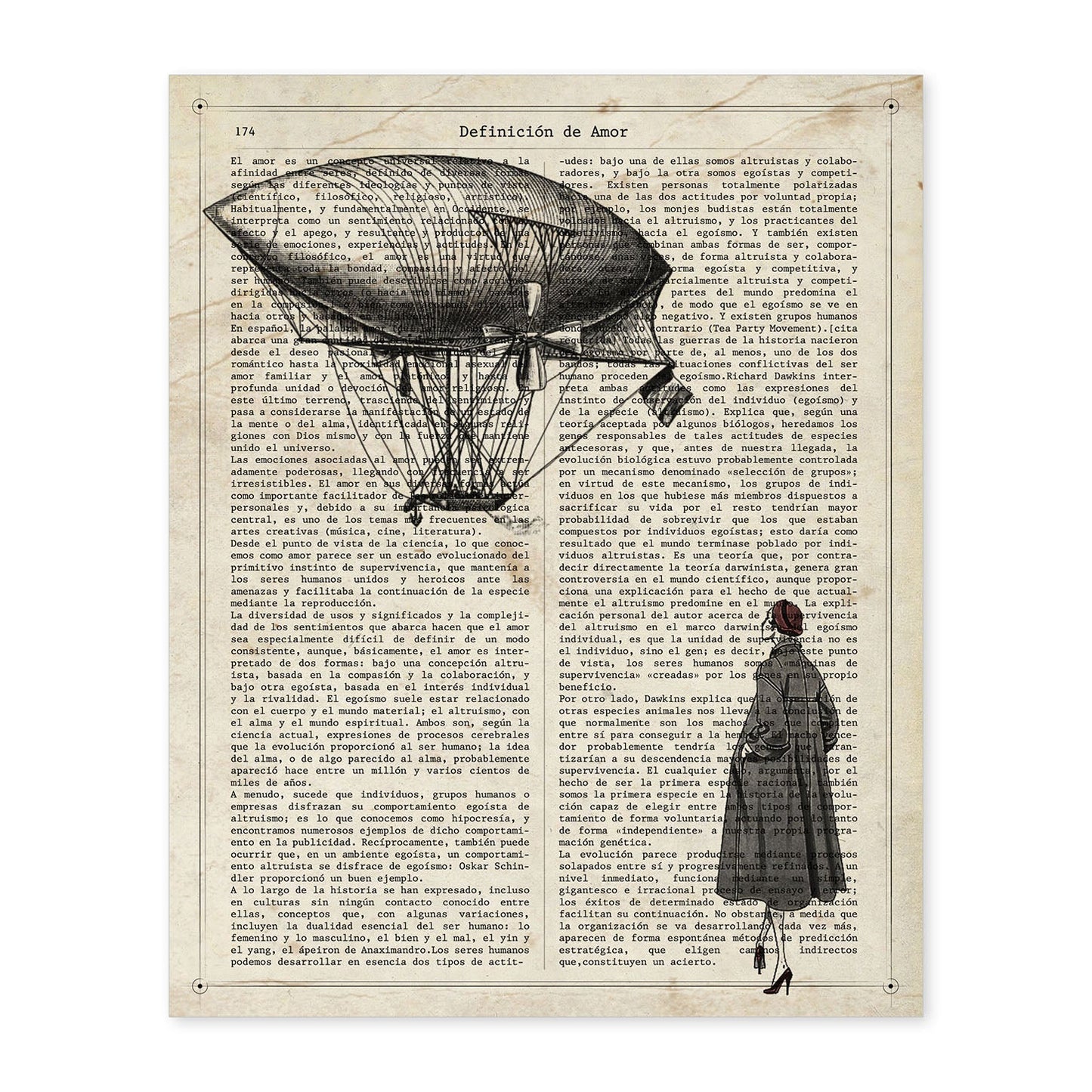 Poster de Mujer mirando globo. Láminas de globos aeroestáticos. Diseño con imágenes de globos.-Artwork-Nacnic-A4-Sin marco-Nacnic Estudio SL
