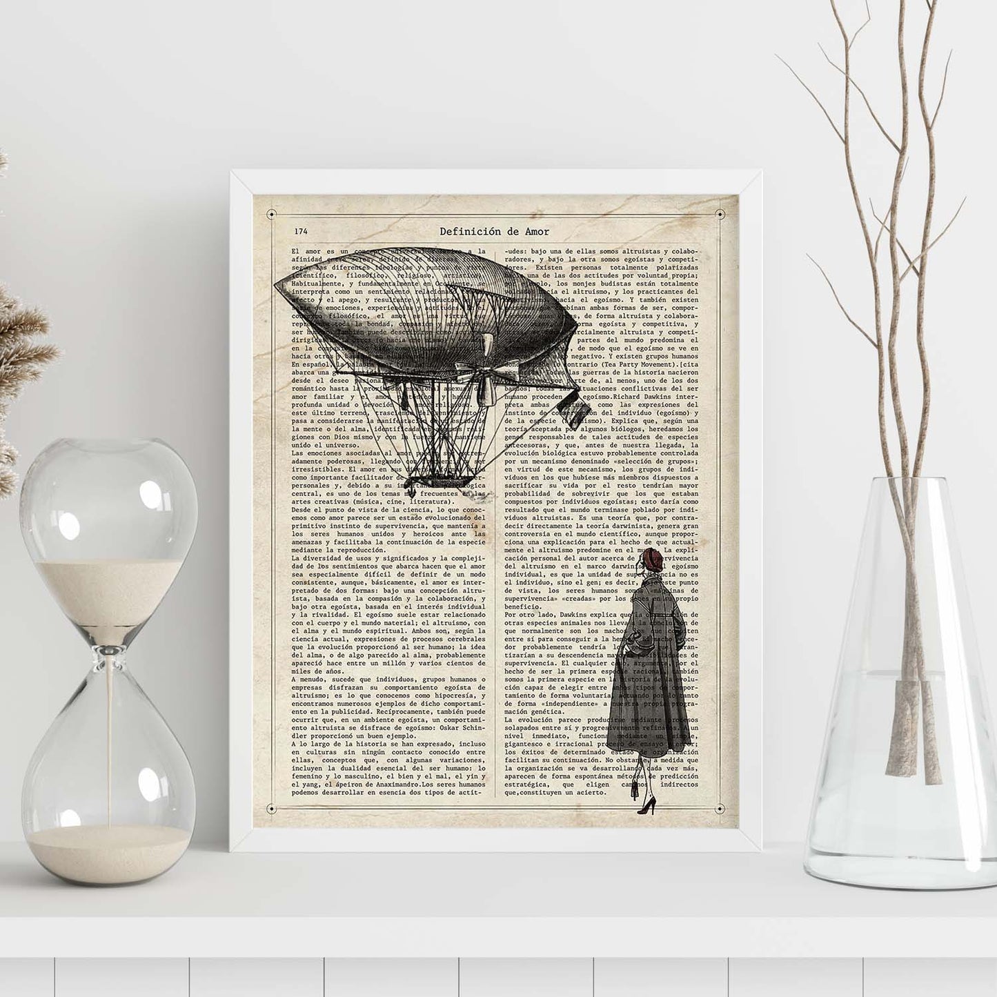 Poster de Mujer mirando globo. Láminas de globos aeroestáticos. Diseño con imágenes de globos.-Artwork-Nacnic-Nacnic Estudio SL