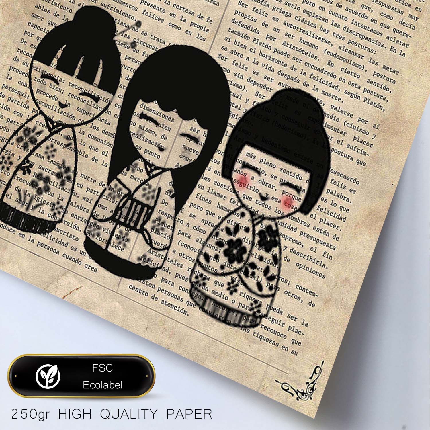 Poster de Muñecas japonesas. Láminas de geishas. Diseños japoneses con definiciones de la cultura japonesa.-Artwork-Nacnic-Nacnic Estudio SL