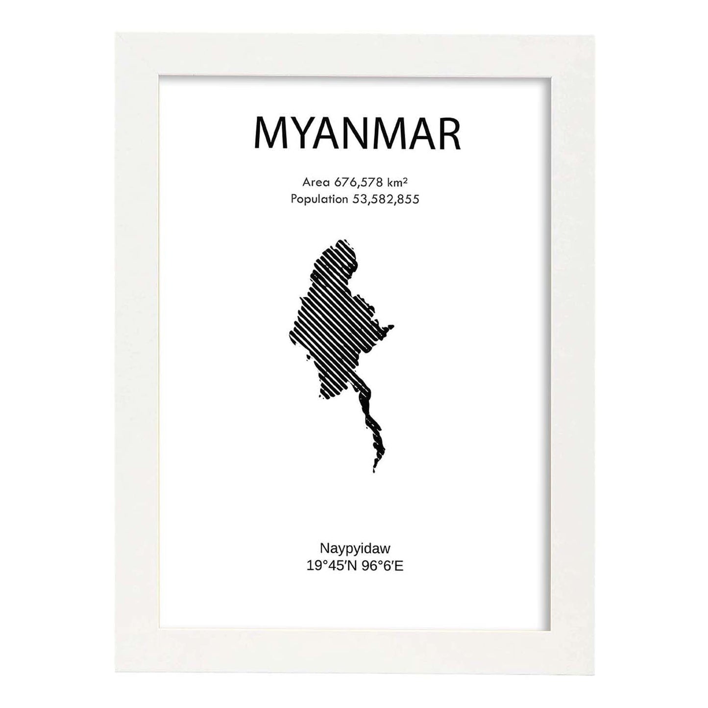 Poster de Myanmar. Láminas de paises y continentes del mundo.-Artwork-Nacnic-A3-Marco Blanco-Nacnic Estudio SL