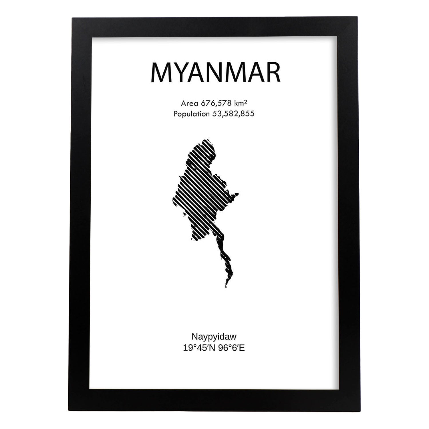 Poster de Myanmar. Láminas de paises y continentes del mundo.-Artwork-Nacnic-A3-Marco Negro-Nacnic Estudio SL