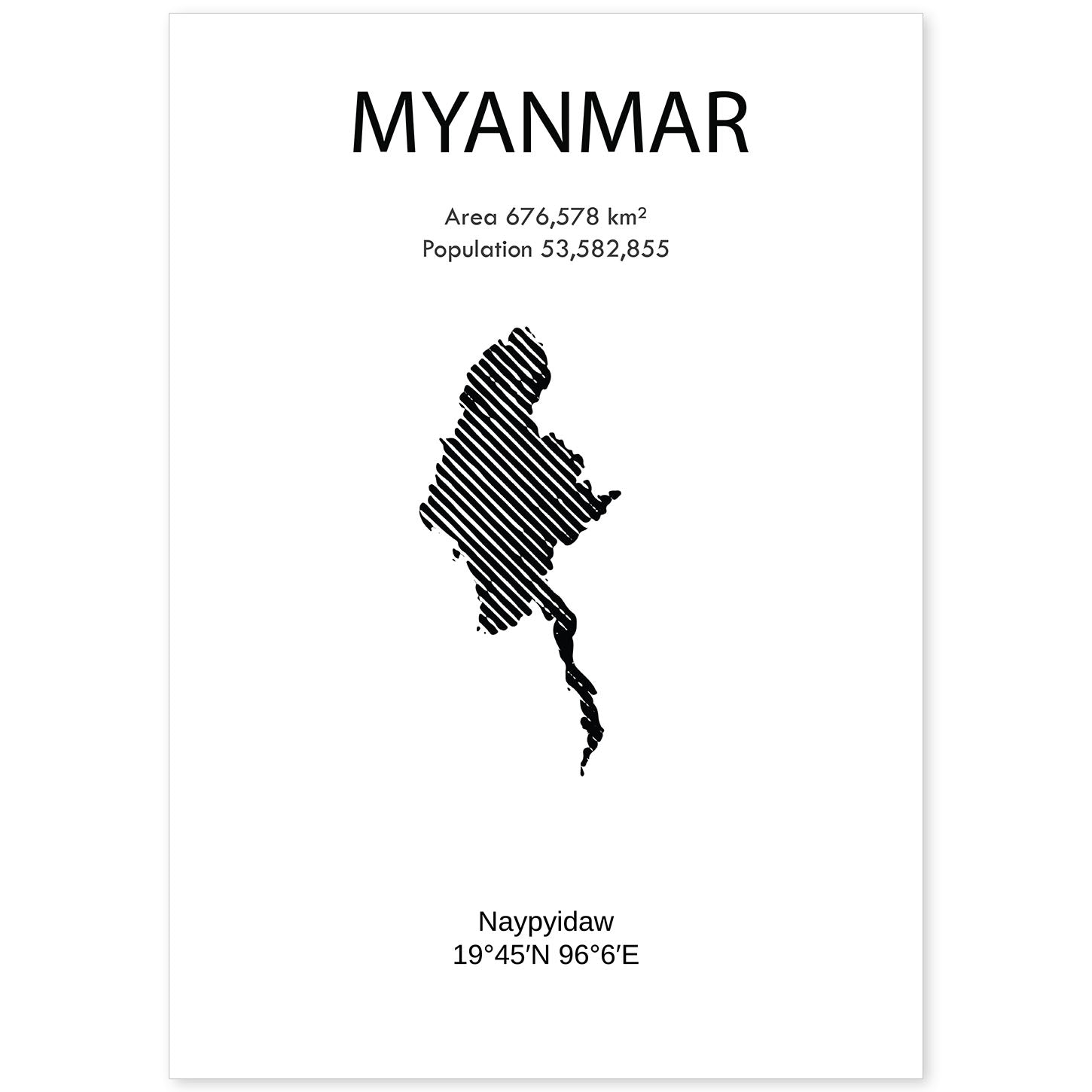 Poster de Myanmar. Láminas de paises y continentes del mundo.-Artwork-Nacnic-A4-Sin marco-Nacnic Estudio SL