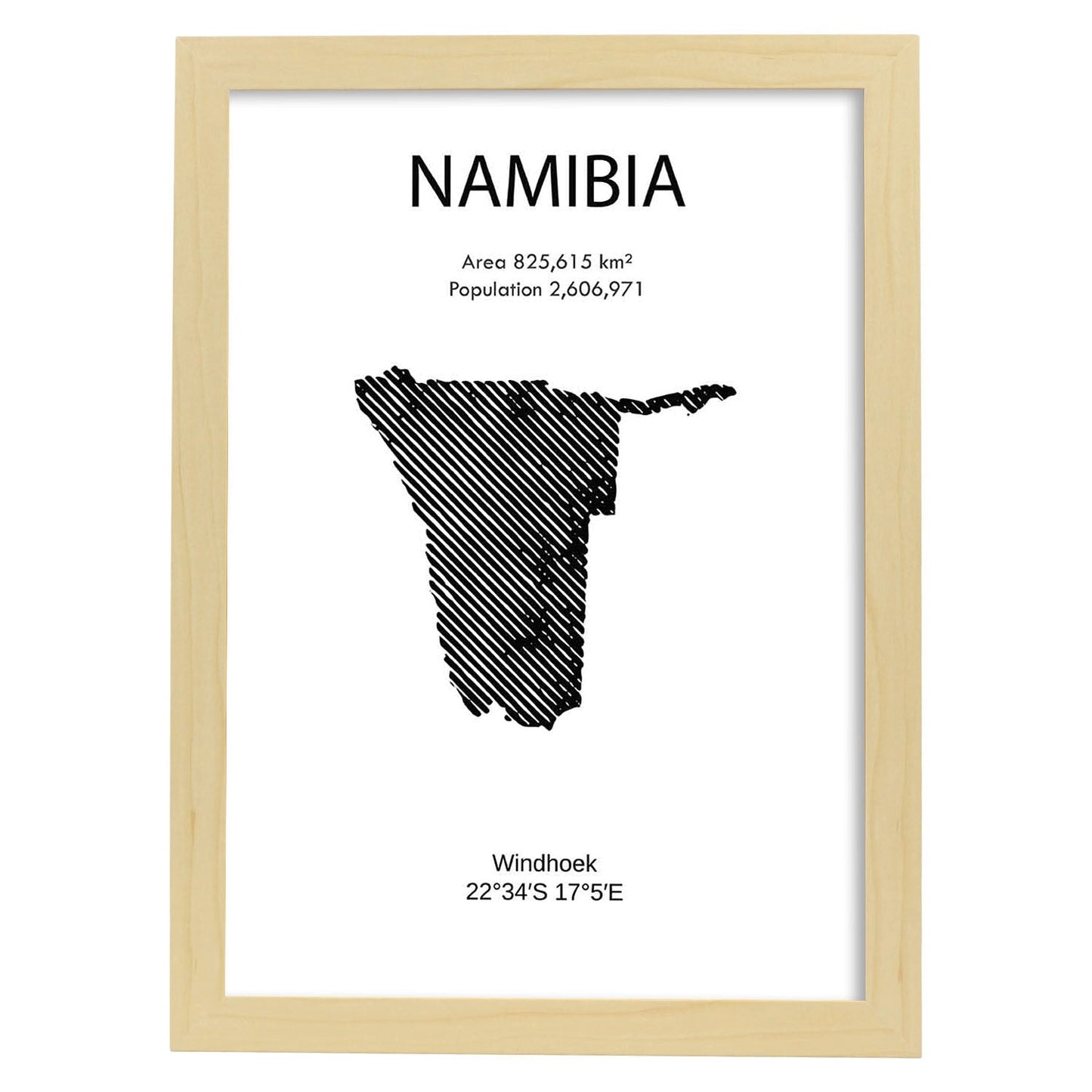 Poster de Namibia. Láminas de paises y continentes del mundo.-Artwork-Nacnic-A4-Marco Madera clara-Nacnic Estudio SL